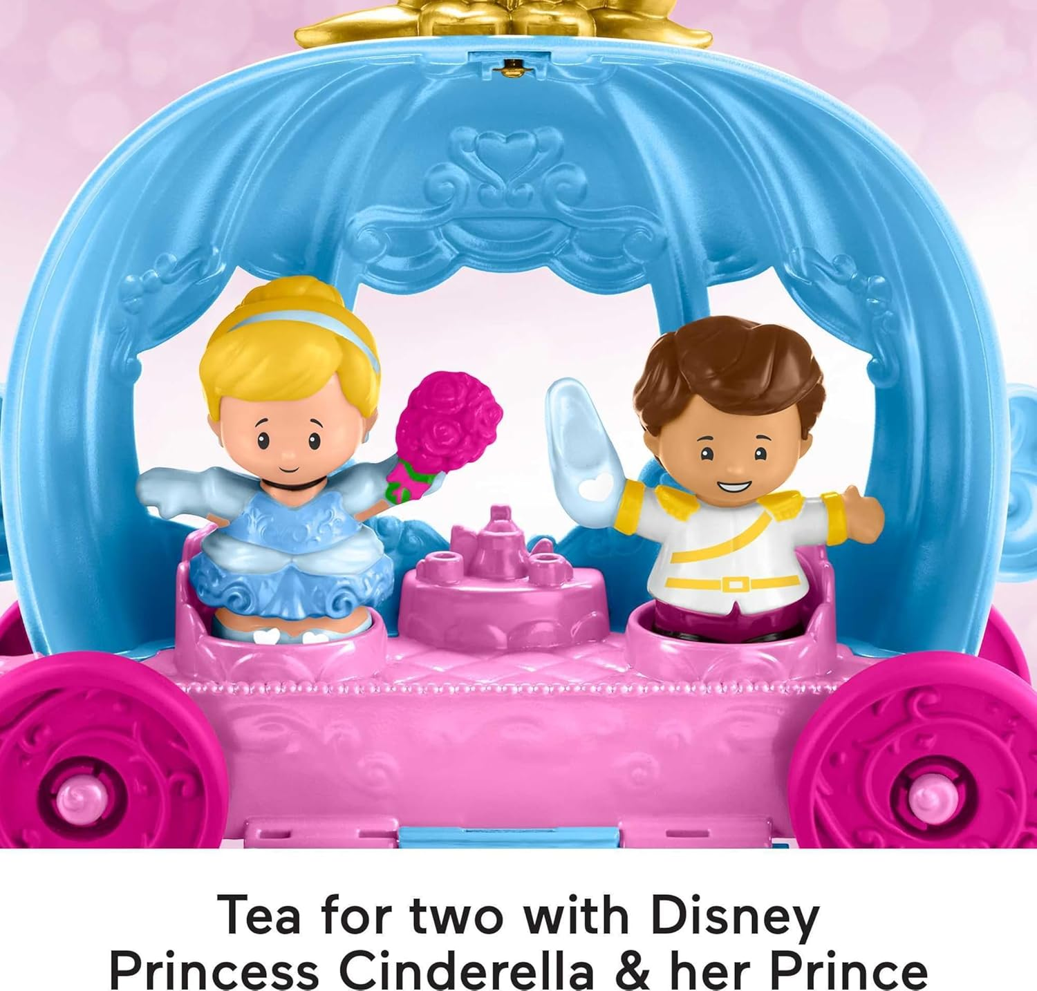 Fisher-Price Little People Toddler Toy Disney Princess Cinderella&rsquo;S Dancing Carriage Playset with Figures for Pretend Play Ages 18+ Months image number 2