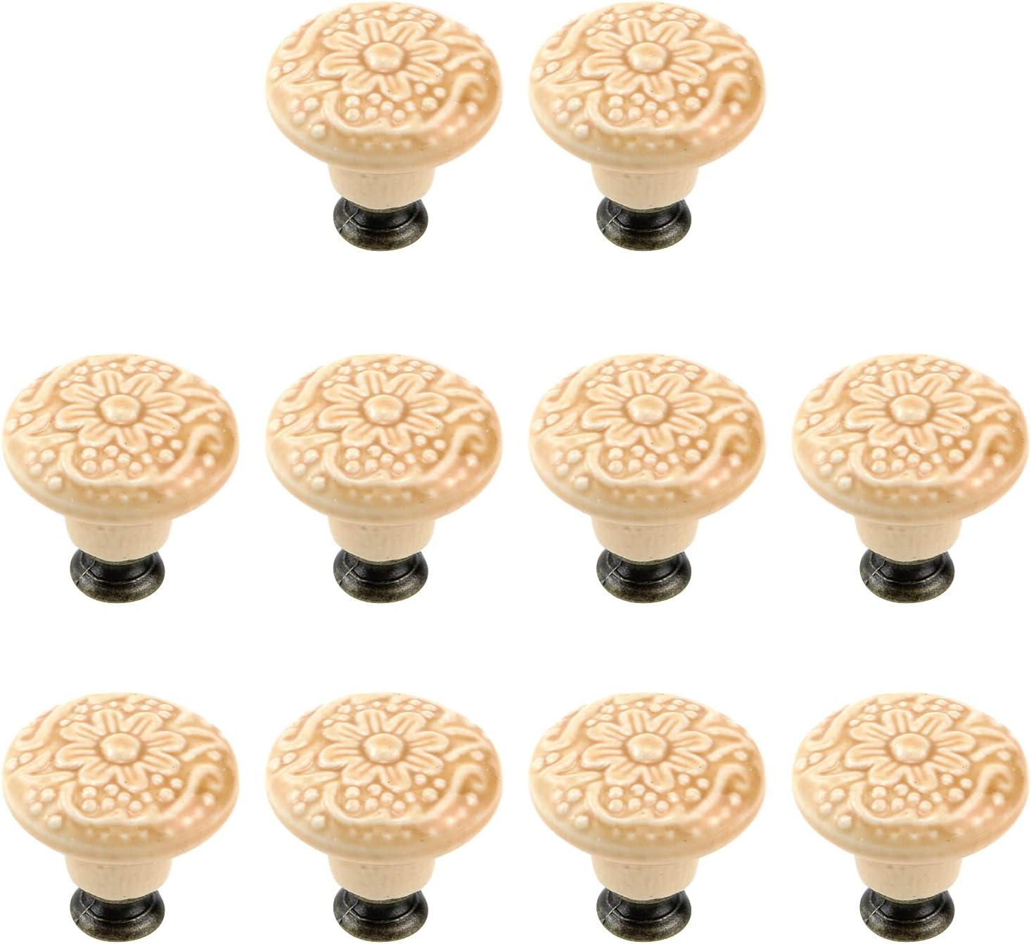 Geesatis 10 Pcs Black Retro Ceramic Knobs Cabinet Furniture Handles Home Kitchen Door Pulls, Single Hole round Knob, with Mounting Screws, Diameter 1.4" image number 6