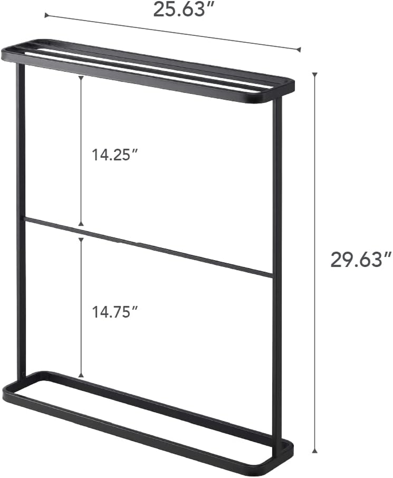 Yamazaki Home Bath Hanger-Bathroom Organizer Storage Holder Dry Steel | Towel Rack, One Size, Black - White image number 4