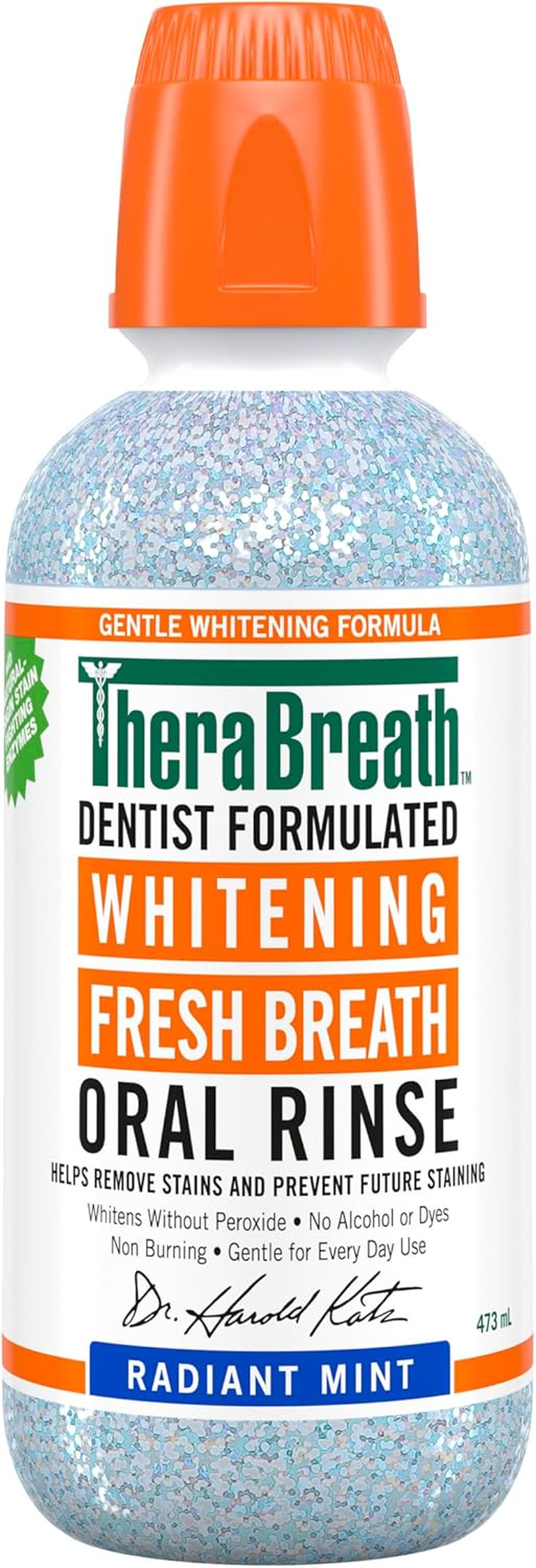 Therabreath Whitening Oral Rinse, Radiant Mint 473Ml - Whitens Teeth, Helps Remove Stains, Alcohol-Free, Non Burning, No Peroxide, No Dyes - Ideal for Daily Oral Care