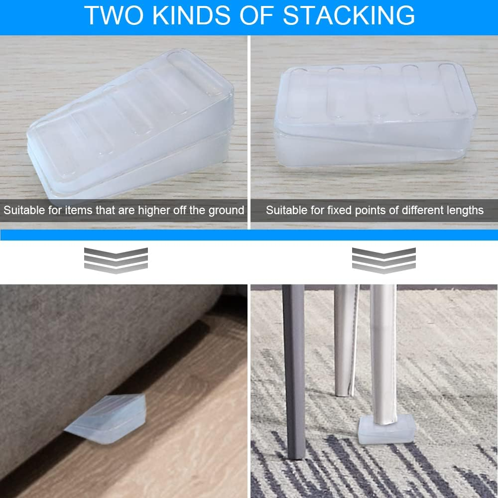 Modixun 16Pcs Soft Clear Furniture Leveling Wedges, Heavy-Duty Rubber Table Shims, Non-Slip Stackable Leveling Shims for Bed, Toilet, Desk, 0.19In /5Mm Height image number 5