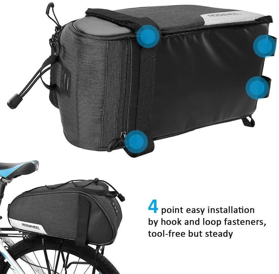 SAHOO Top Pannier Rack Bike Trunk Bag - 7L with Universal Fit Straps image number 4