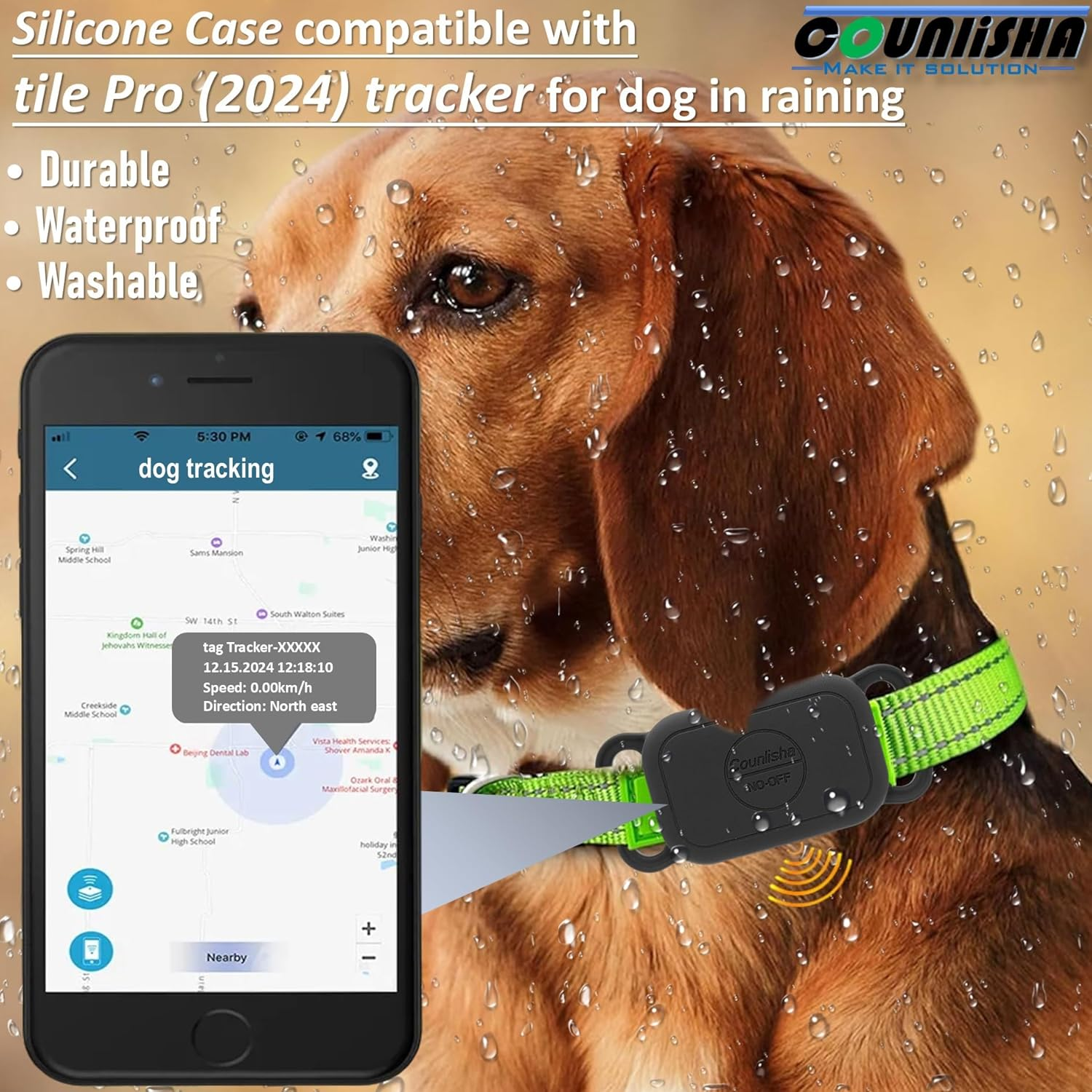 Silicone Holder for Tile Pro (2024) for Dog Collar, Slim Durable Cover Tag for Pet Necklace Accessories, Waterproof Case for Tile Life360 Pro Tracker for Cat,Bag (2 Pack,Black) image number 3