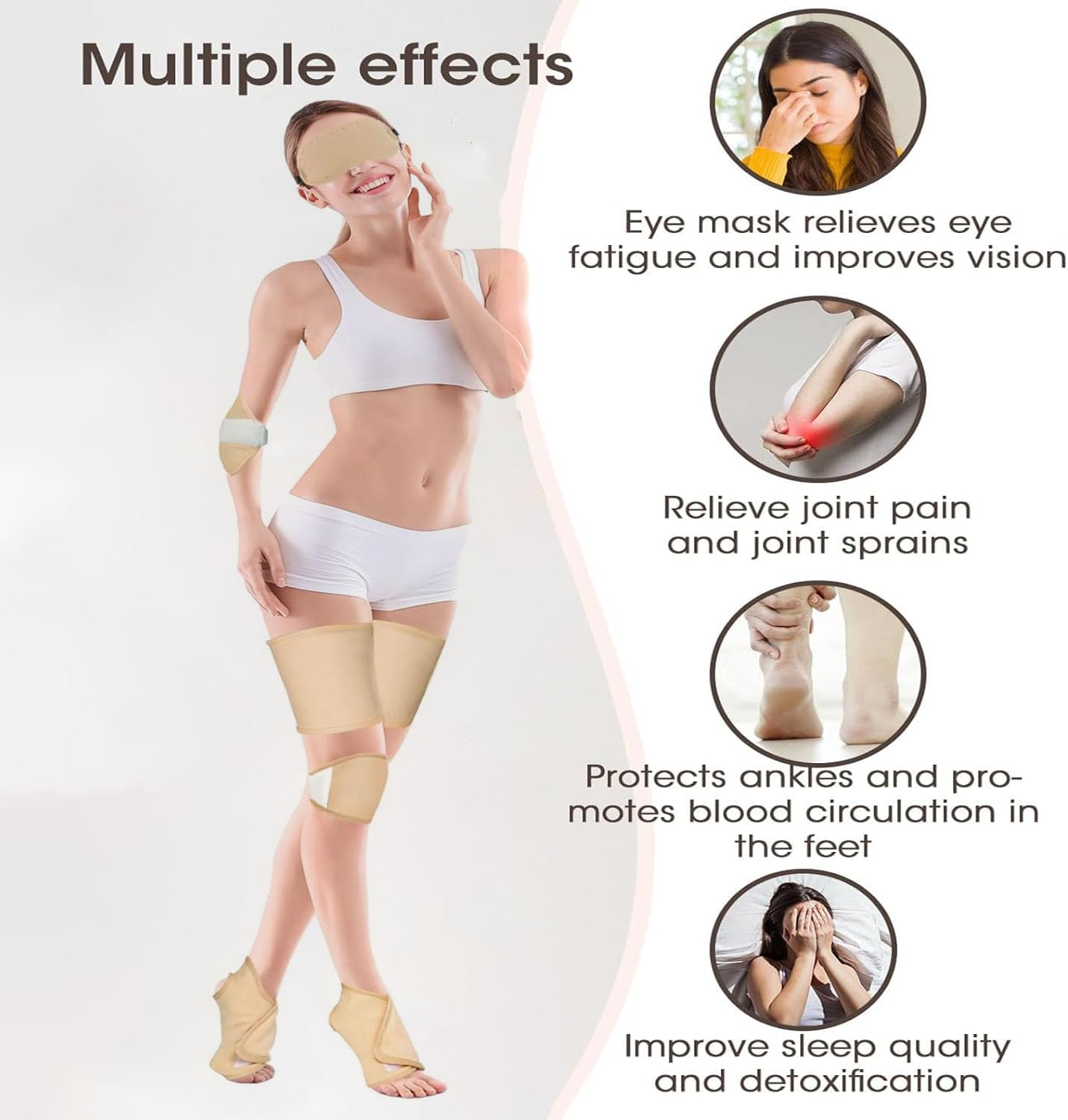 Lxcshljx 9Pcs Castor Oil Packs, Reusable Castor Oil Packs Wrap, Washable Organic Cotton Castor Oil Pack Kit, Adjustable Elastic Straps Compress Pads Packs for Eyelashes, Eyebrows, Knees, Legs, Feet image number 5