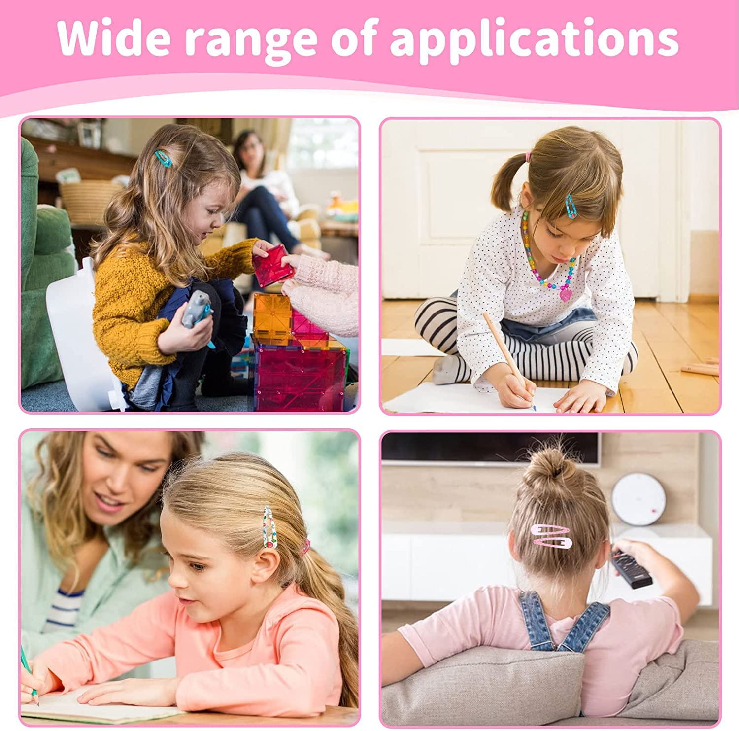 Girls Hair Clips, Metal Snap Hair Clips, 100 Pcs Non-Slip Metal Barrettes for Girls Teens Women, Mixed Colours image number 6