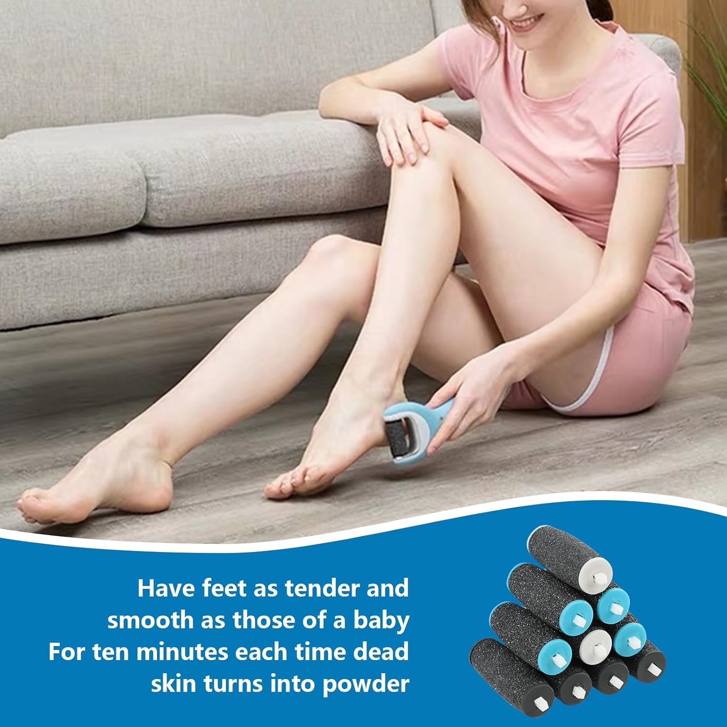 Pack of 10 Callus Remover Replacement Rollers, Replacement Rollers Compatible with Scholl Velvet Smooth, Includes 4 Extra Coarse 4 Coarse 2 Fine Replacement Heads, Pedicure Foot Care for Callus