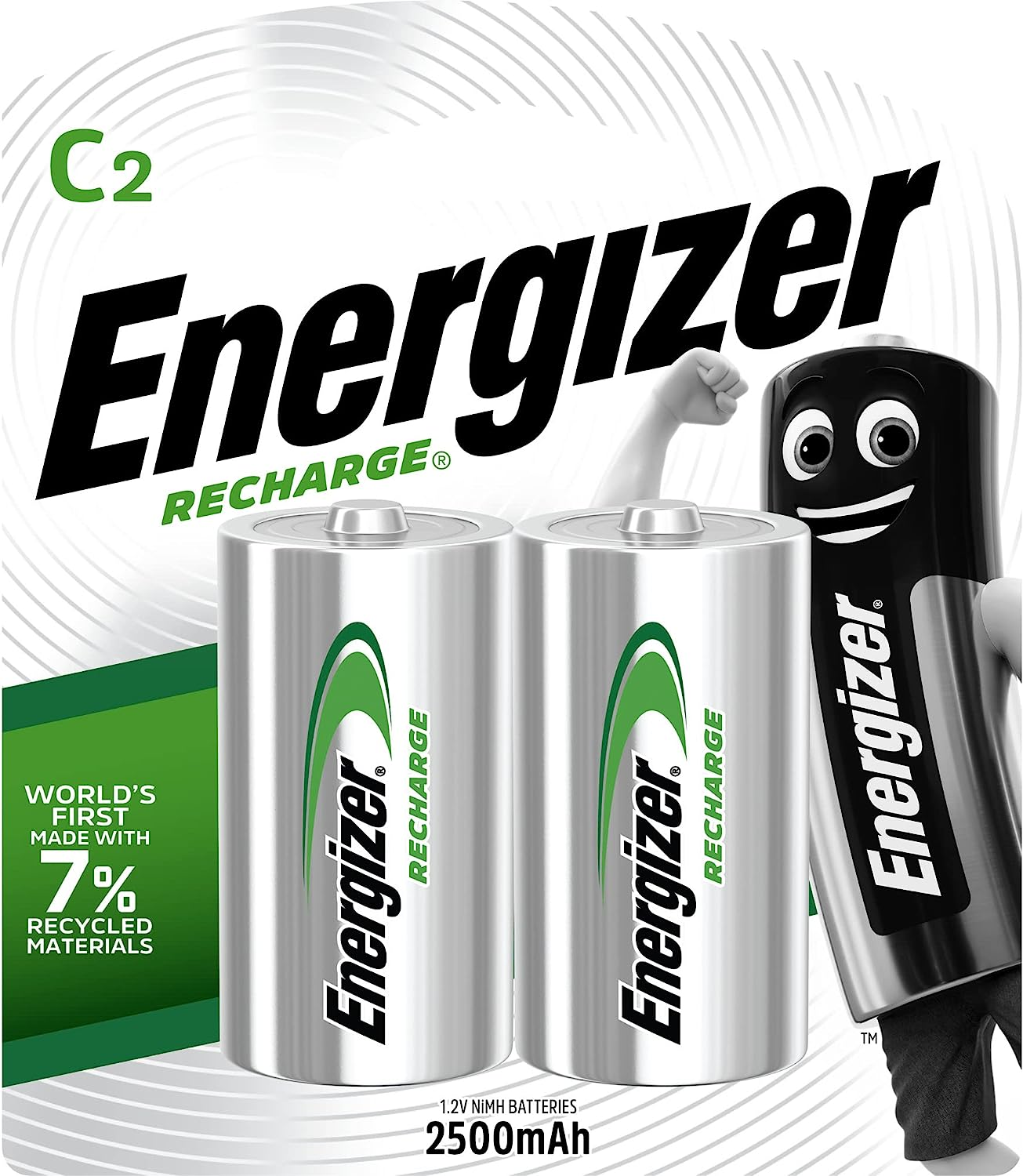 Energizer Recharge 2500Mah C Batteries- 2 Pack image number 5
