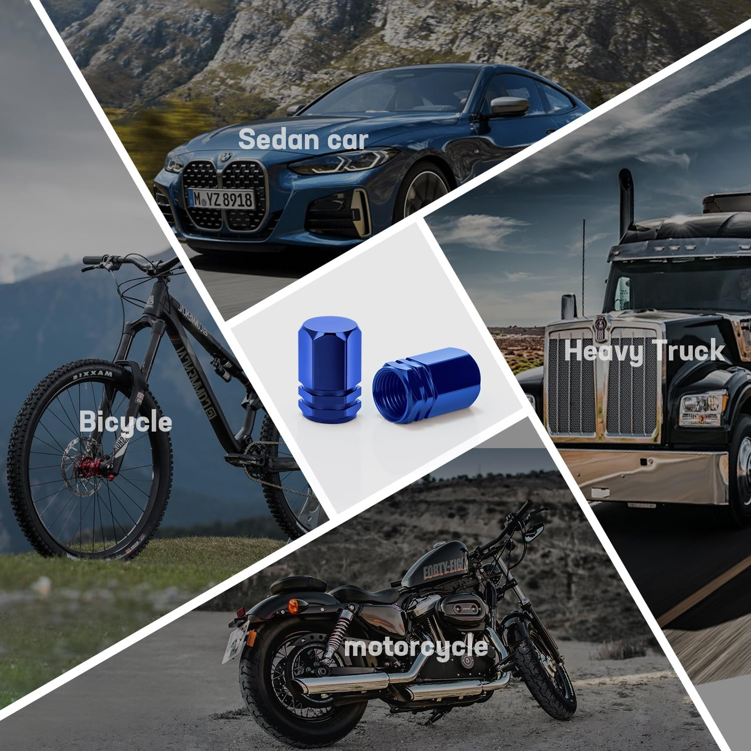 Tire Valve Caps,10 Pack Universal Air Valve Car Tire Valve Stem Caps Wheel Valve Covers Leak-Proof Air Protection Cap Fits Cars, Trucks, Bikes, Motorcycles, Bicycles (Blue) image number 3