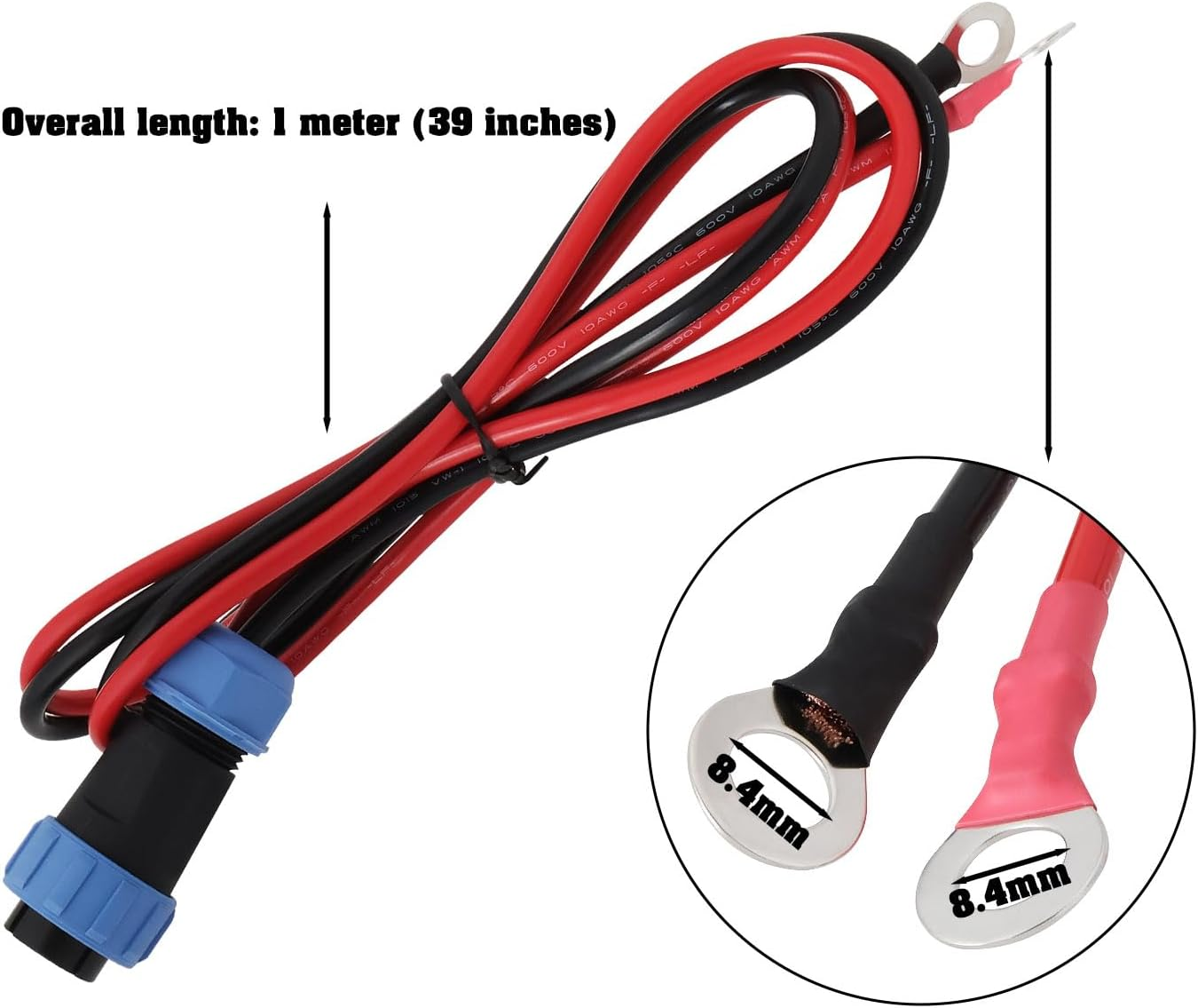 YINETTECH 1Pc 2 Pin SP21 Aviation Male Plug to O-Terminal Cable 10AWG Waterproof IP68 Suitable for Portable Charging Stations Batteries Etc(1M)