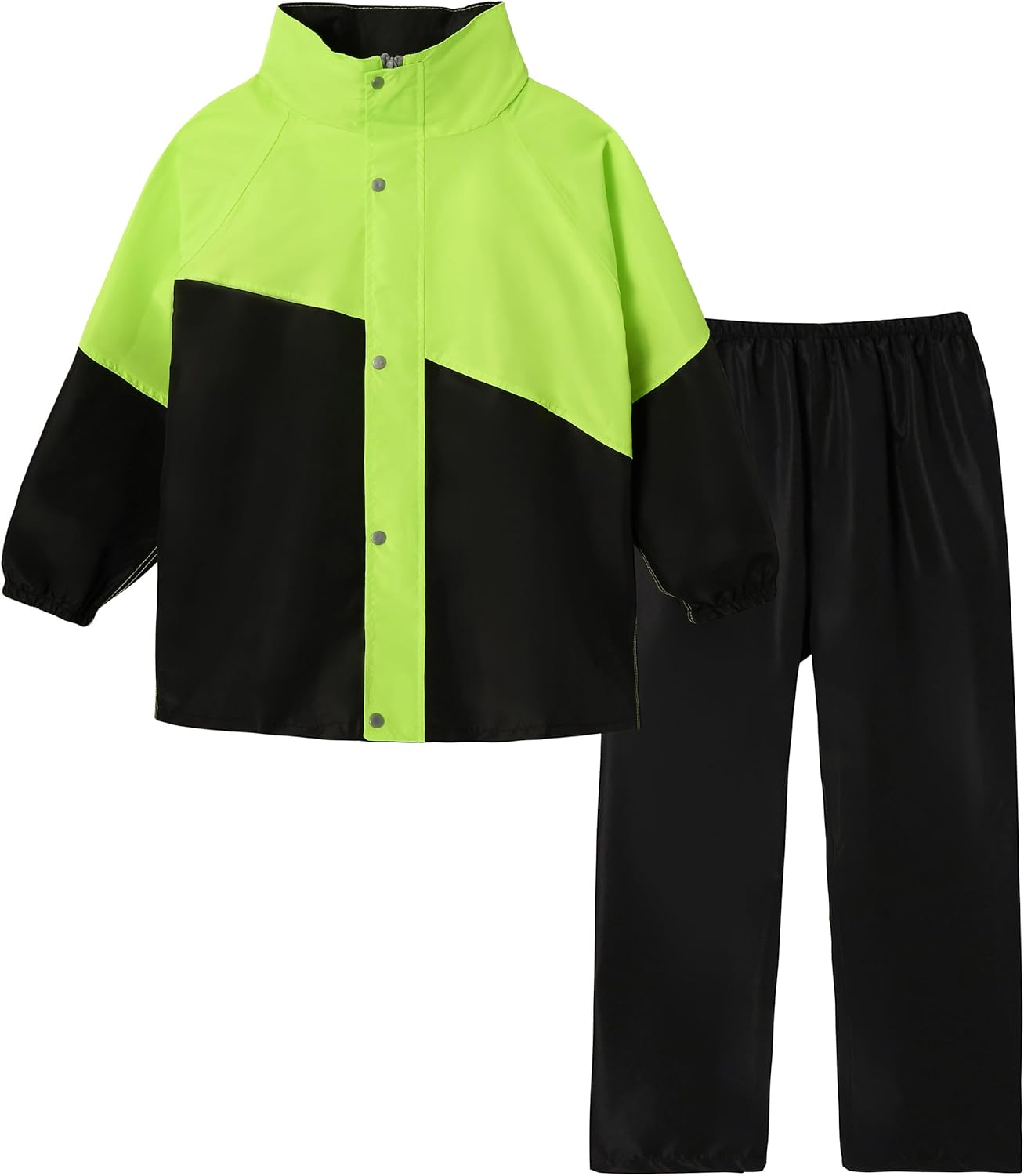 Volunboy Kids Waterproof Suit, Hooded Raincoat Jacket and Trousers Set Puddle Suit with Zip for Boys Girls 8-14 Years
