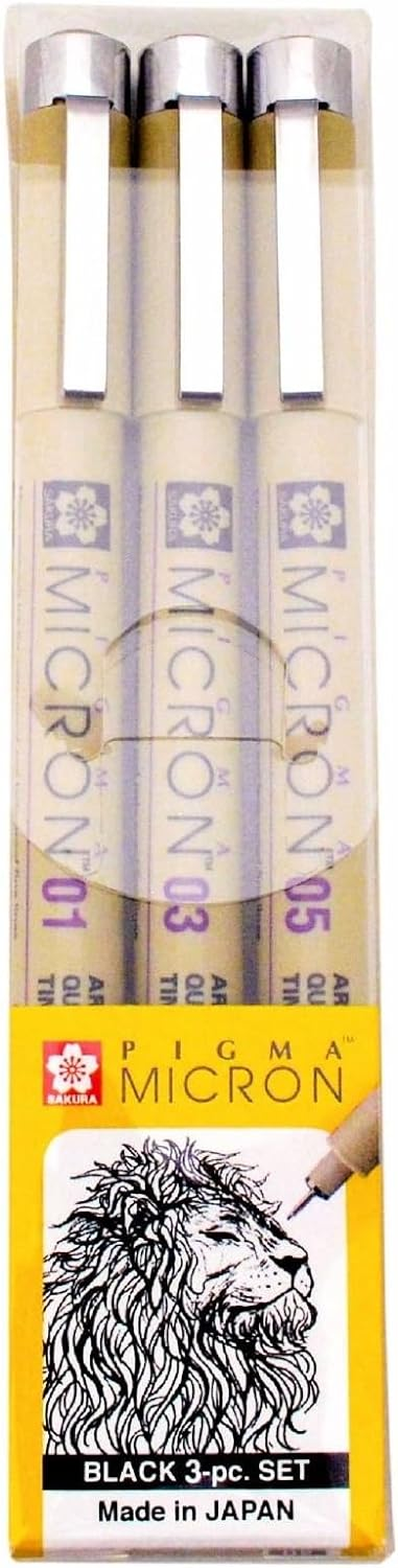 SAKURA Pigma Micron Pens (Set of 3),Black