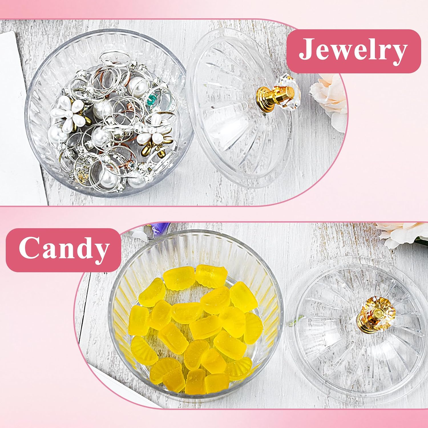 5Pcs Dusting Powder Container with Puff, 3.4 Inch Acrylic Body Powder Containers with Large Soft Puff Loose Dusting Powder Container Reusable Powder Applicator for Women Baby Body Face Makeup - White-3 image number 4