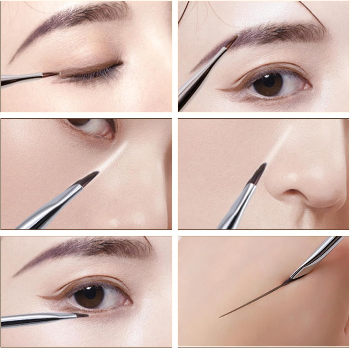 Set of 7 Angled Eyebrow Brushes, Eye Makeup Brushes, Angled Eyeshadow Brushes, Makeup Tools, Suitable for Blending Eyeshadow and Eyeliner Modifications image number 1