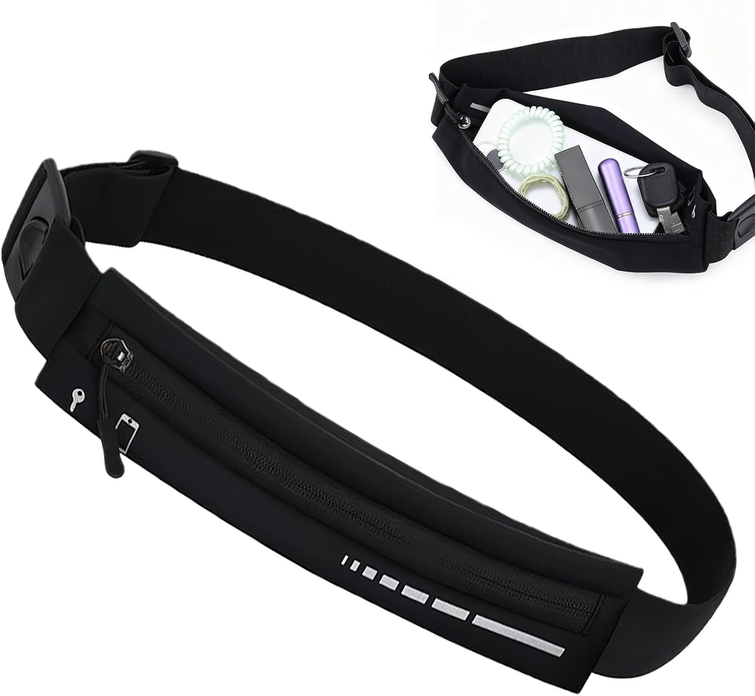 Running Belt for Men, Running Vest Waist Pack with Phone Holder, Fanny Pack for Runners Workout Jogging, Money Belt Running Accessories, Black One Size image number 3