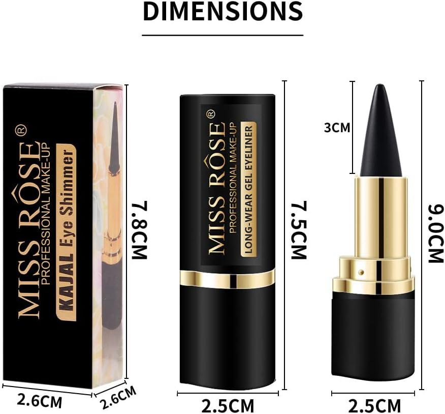 2 Colors Gel Eyeliner Set,Quick-Dry Cream Eyeliner Waterproof and Smudge Proof Eye-Liner Pencil Long-Lasting Matte Black Eyeliner Stick for Women Girls (01 Silver+04 Black) image number 3