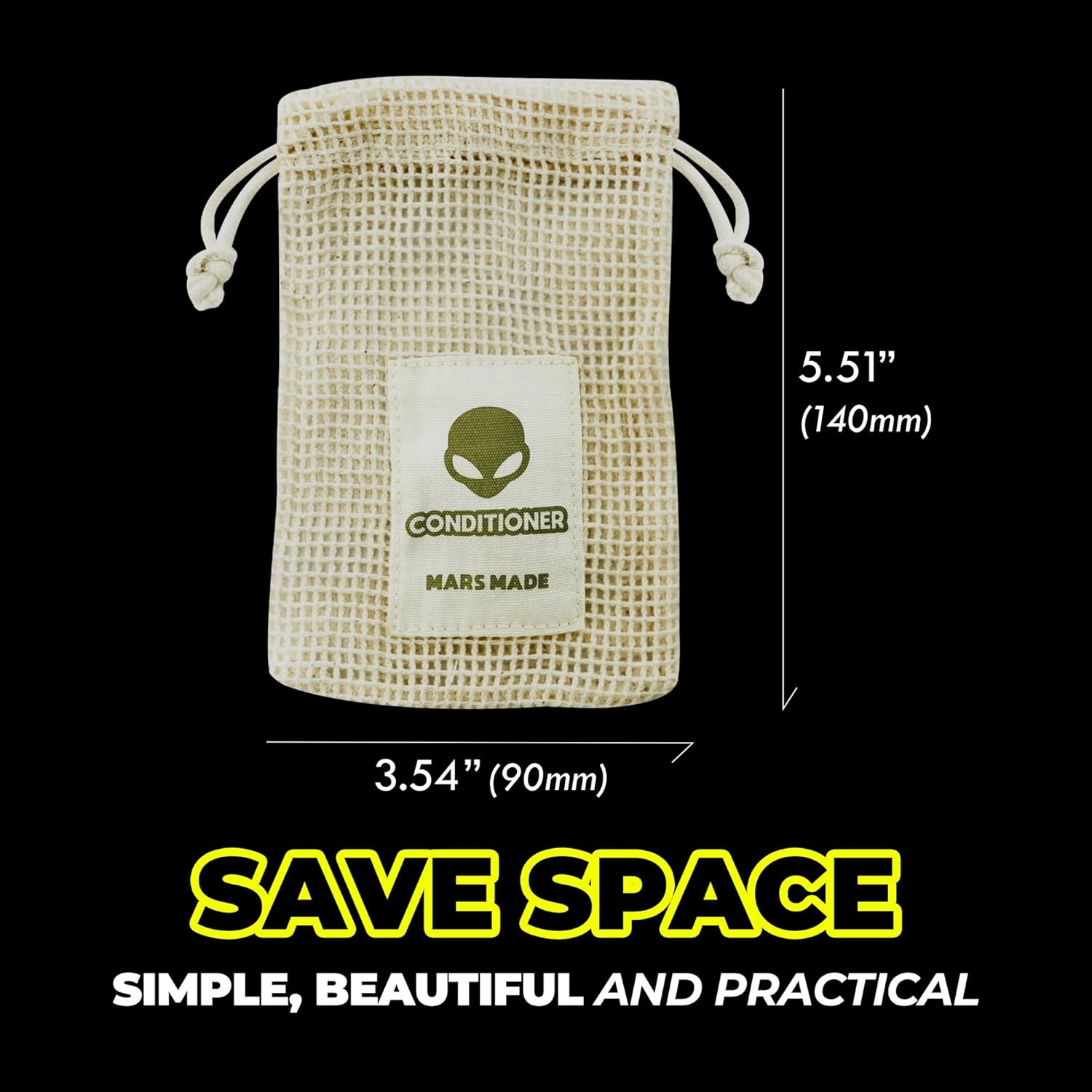 Shampoo Bar Soap Saver Bag for Extended Soap Life | Zero-Waste & Planet-Friendly Self-Draining Cotton Soap Bag | Mesh Soap Pouch for Shampoo & Conditioner Bar W/ 360&deg; Airflow (Conditioner) image number 5