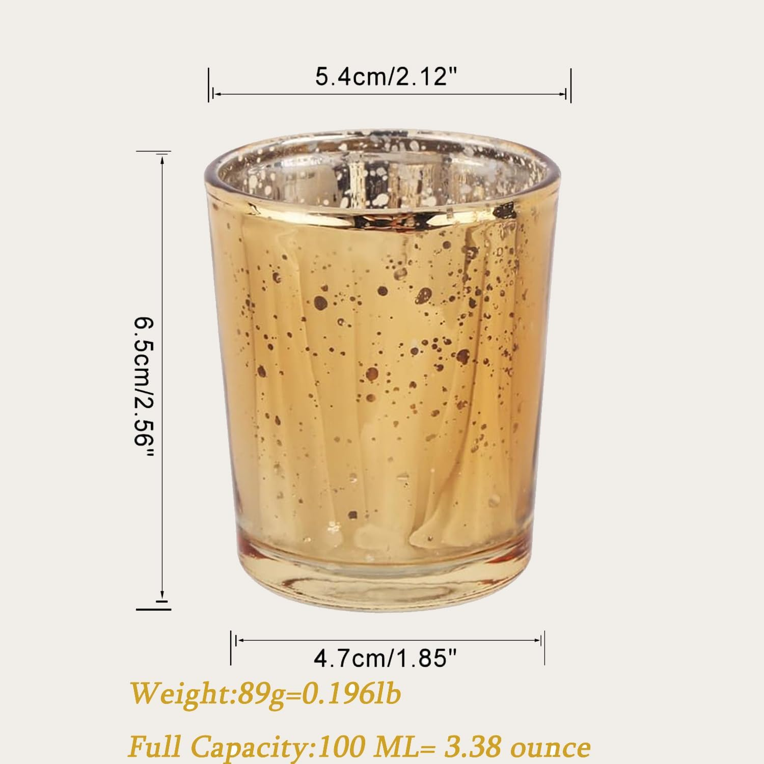 Candle Holders Votive 6Pcs, Gold Glass Tea Light Holders Bulk for Weddings, Events, Table Centrepiece, Christmas, Valentine, and Party and Holiday Decorations