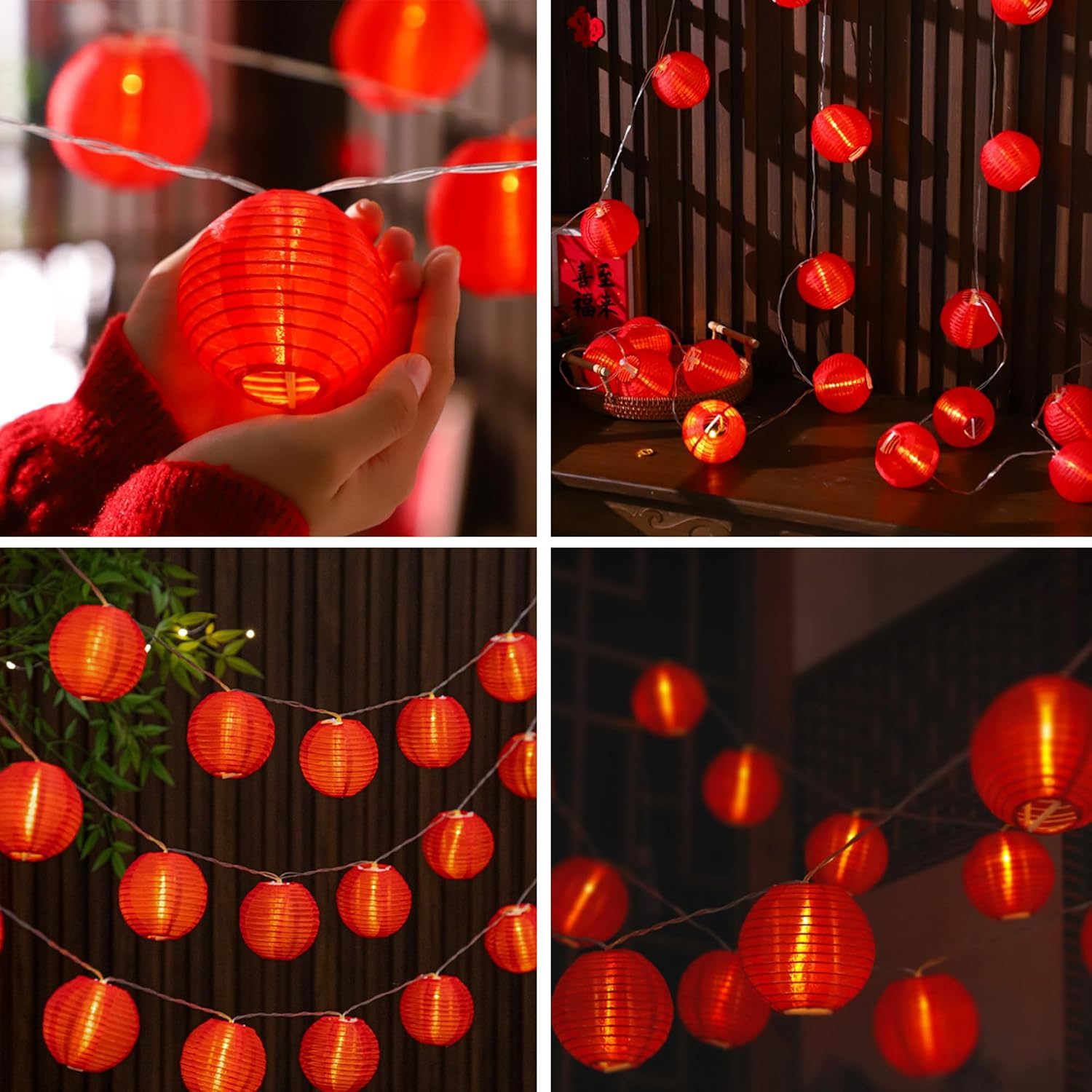 Niuhong 10 X 3 Inch Mini round Lantern, Small Lanterns, Room Decoration, Hanging Garden, Balcony Decoration, Indoor and Outdoor Party, Birthday, Wedding, Christening (Red) image number 5