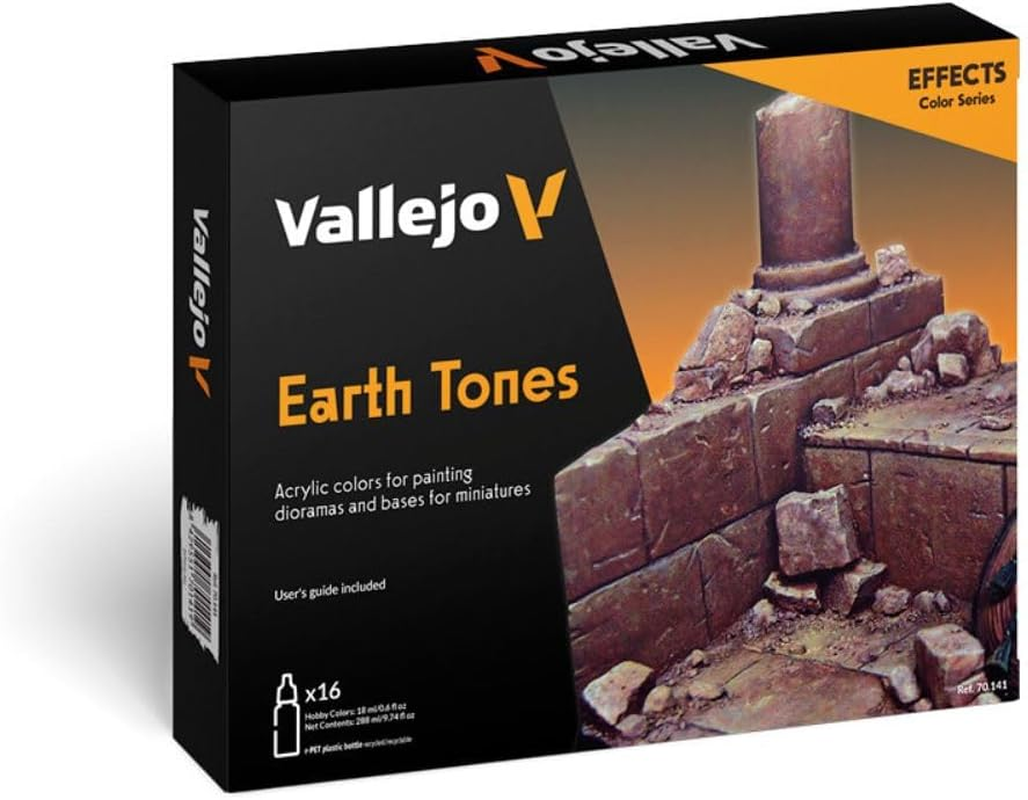 Vallejo Premium Colour Basic Opaque 16 Colour Set, Earthtone Colors Paint Set 17Ml image number 3