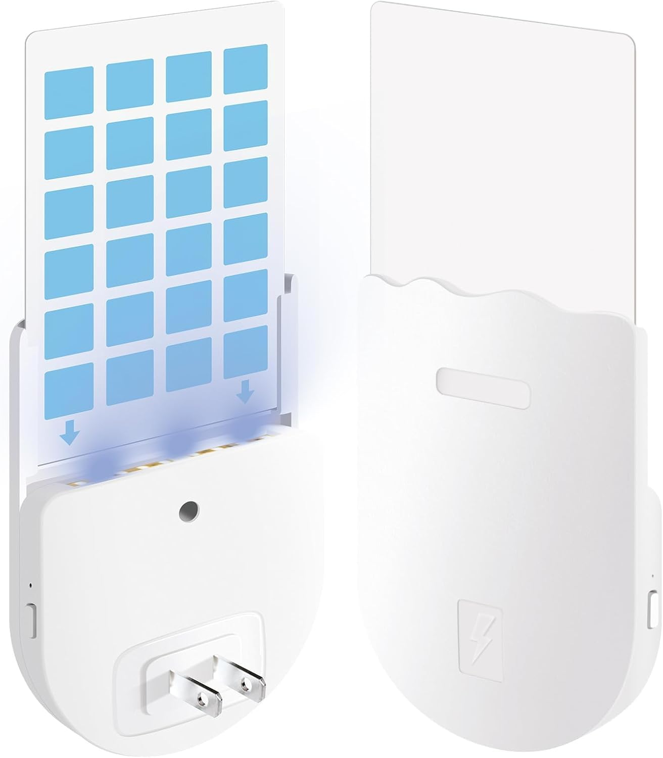 2 Pack Indoor Plug-In Mosquito Killer, Flying Insect Trap for Flies Fruit Flies Moths & Gnats with UV Attractant, Adjustable Brightness Night Light & 10 Adhesive Cards