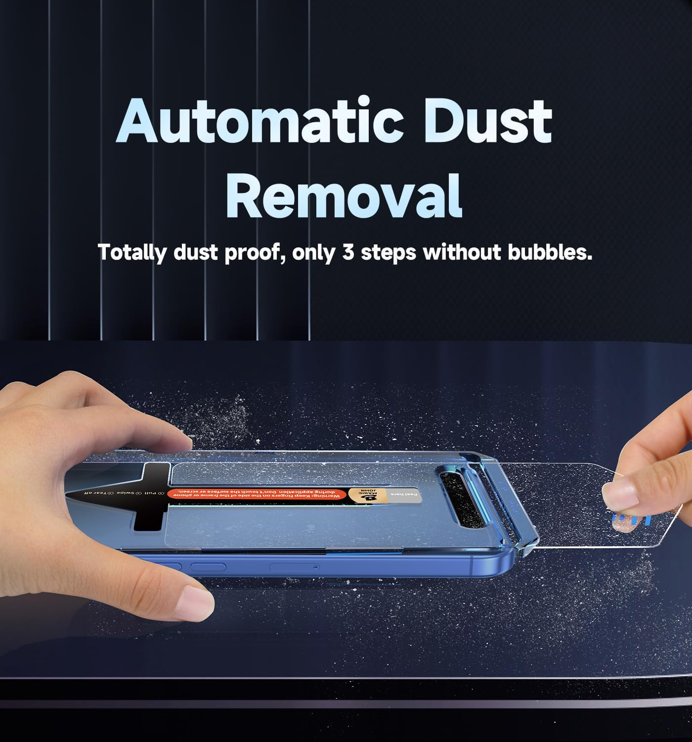 MAGIC JOHN 2 Pack for Iphone 16 6.1 Inch Tempered Glass Screen Protector, Auto Dust-Elimination, Bubble Free, HD Clear, Easy Installation image number 6