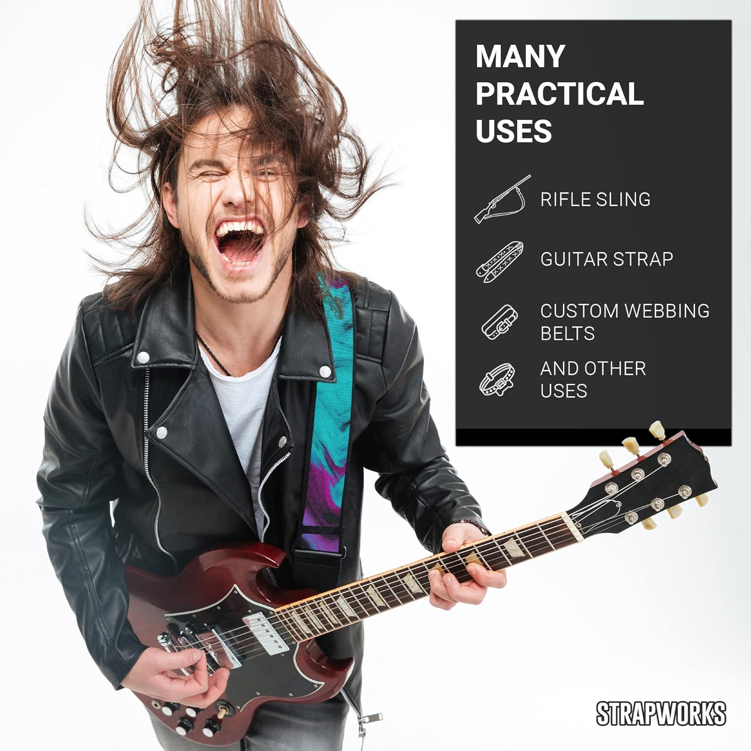 Strapworks Print Poly Webbing - Utility Strap for Outdoor Activities, Crafts, Dog Leashes - 1 Inch X 10 Yards, 5 Colorful Prints image number 2