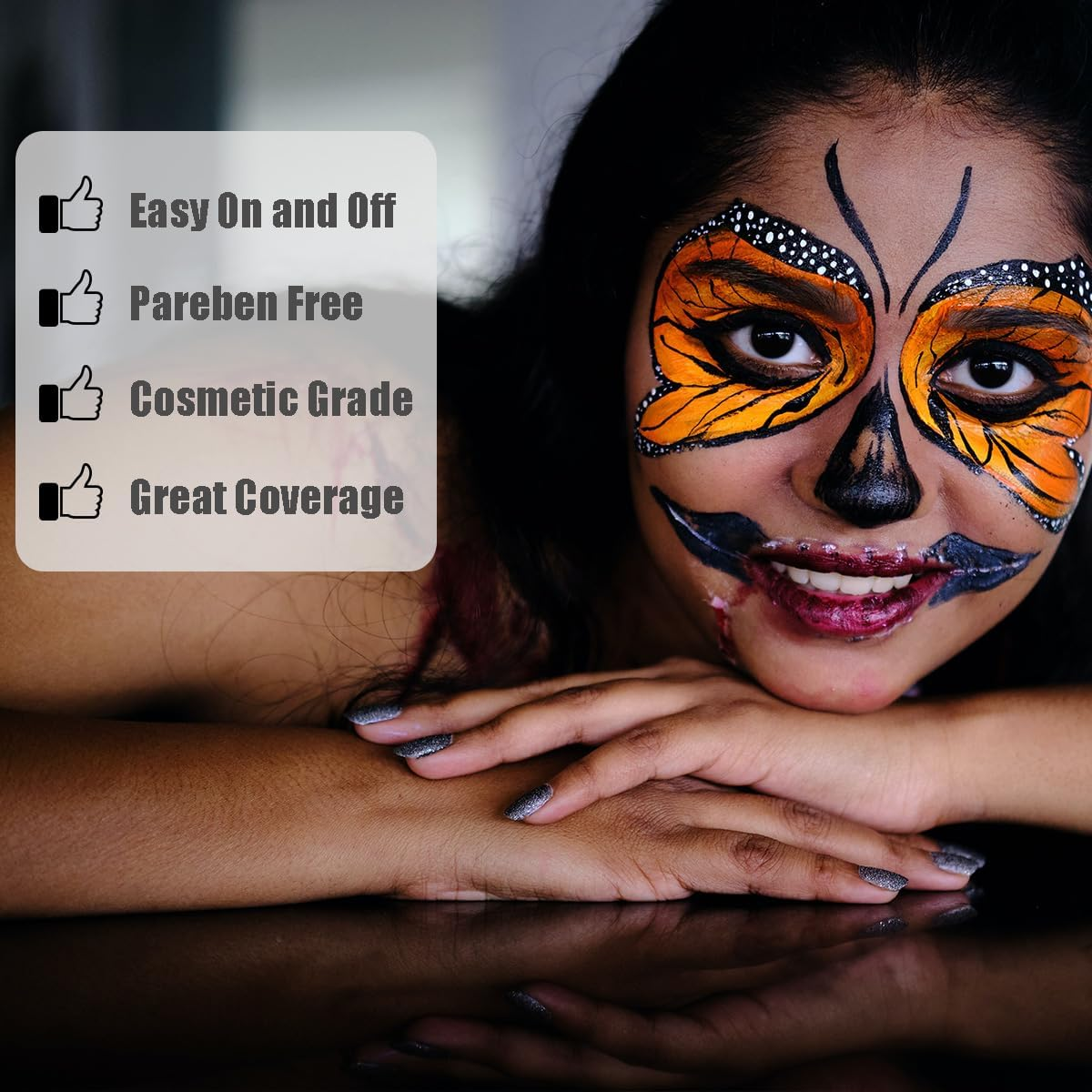 Bowitzki Professional Face Paint Body Paint Water Based Face Painting Makeup Safe for Kids and Adults Split Cake Single Color 30G Halloween Christmas Party (Neon Blue) image number 4