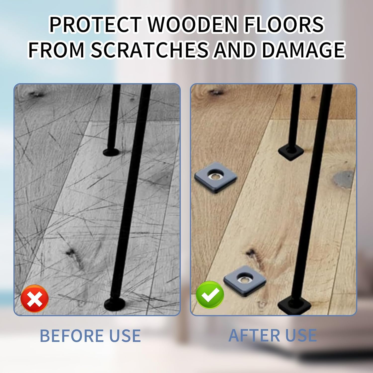 Pack of 24 Teflon Glides, for Screwing 25 X 25 Mm, Teflon Furniture Gliders, for Heavy Furniture, Square Furniture Sliders with Stainless Steel Screws for Furniture Armchair Legs