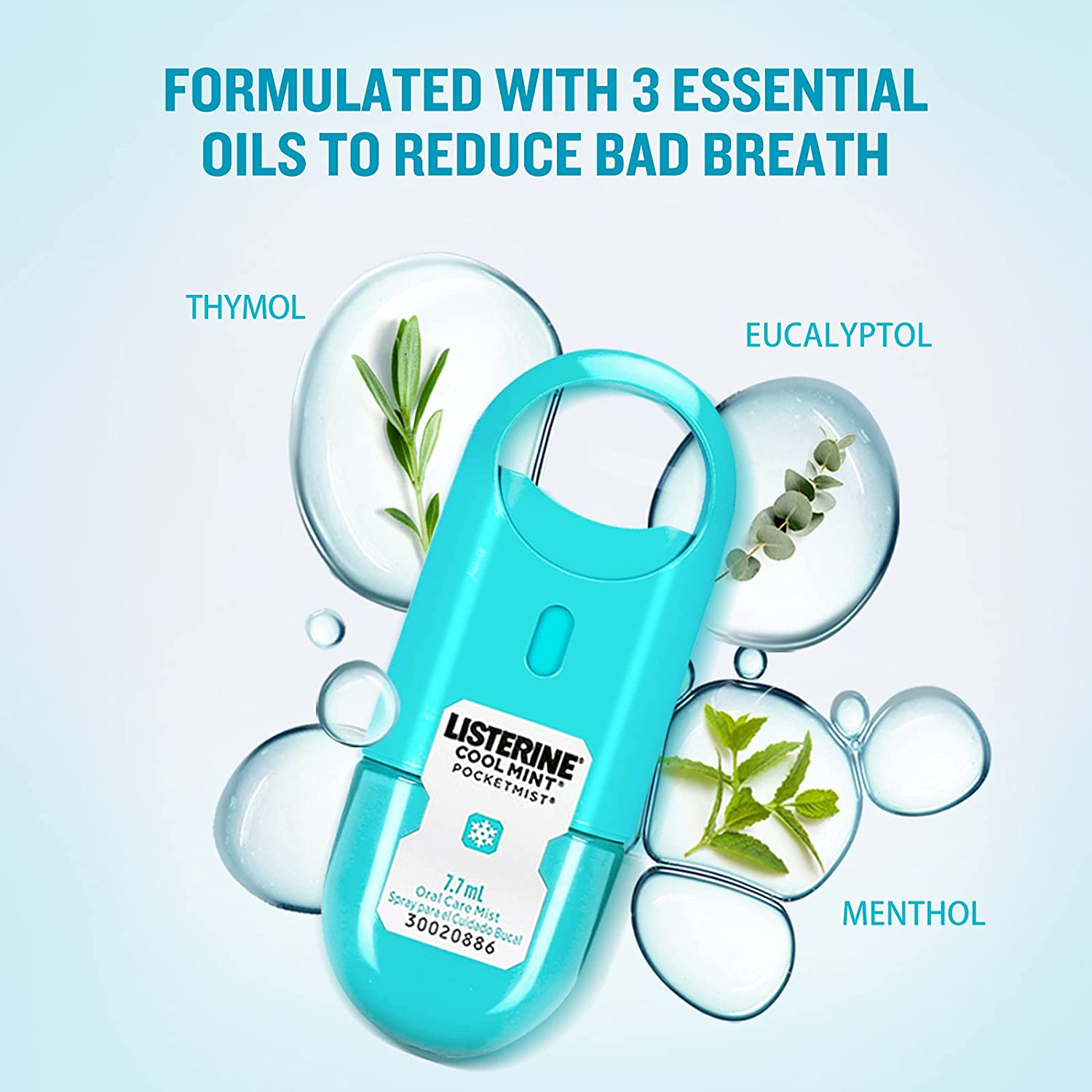 Listerine Pocketmist Oral Care Spray Cool Mint 7.7Ml | Kills 99% of Germs That Cause Bad Breath|Mint Breath Mist Leaves Your Mouth Feeling Refreshed and Clean|Pocket-Sized for Fresh Breath On-The-Go image number 2