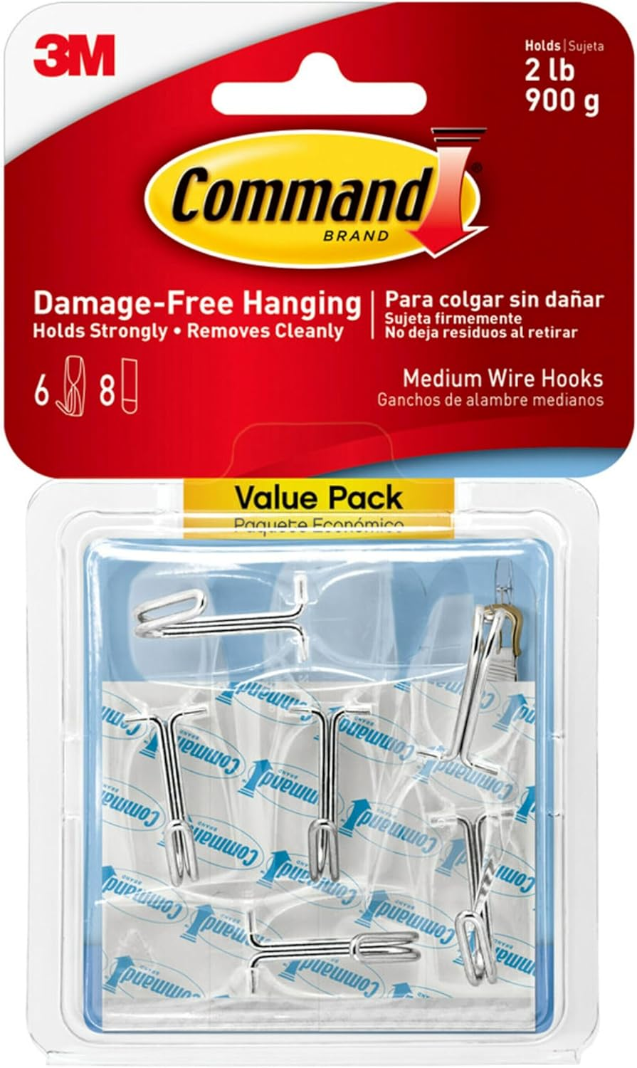 Command Wire Toggle Hook Value Pack, Medium, Clear, 6-Hooks (17065CLR-6ES) image number 6