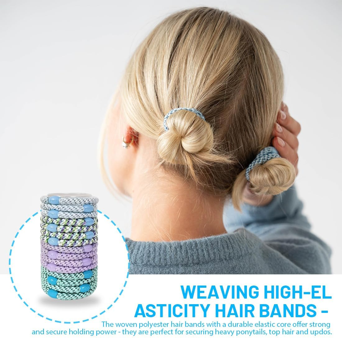VEOIRXU Pack of 15 Hair Bobbles Girls Hair Bobbles Multicoloured Fashion Elastic Hair Bands Braided Elastics Women'S Hair Scrunchie Bracelet for Thick and Curly Hair (4 Colours) image number 1