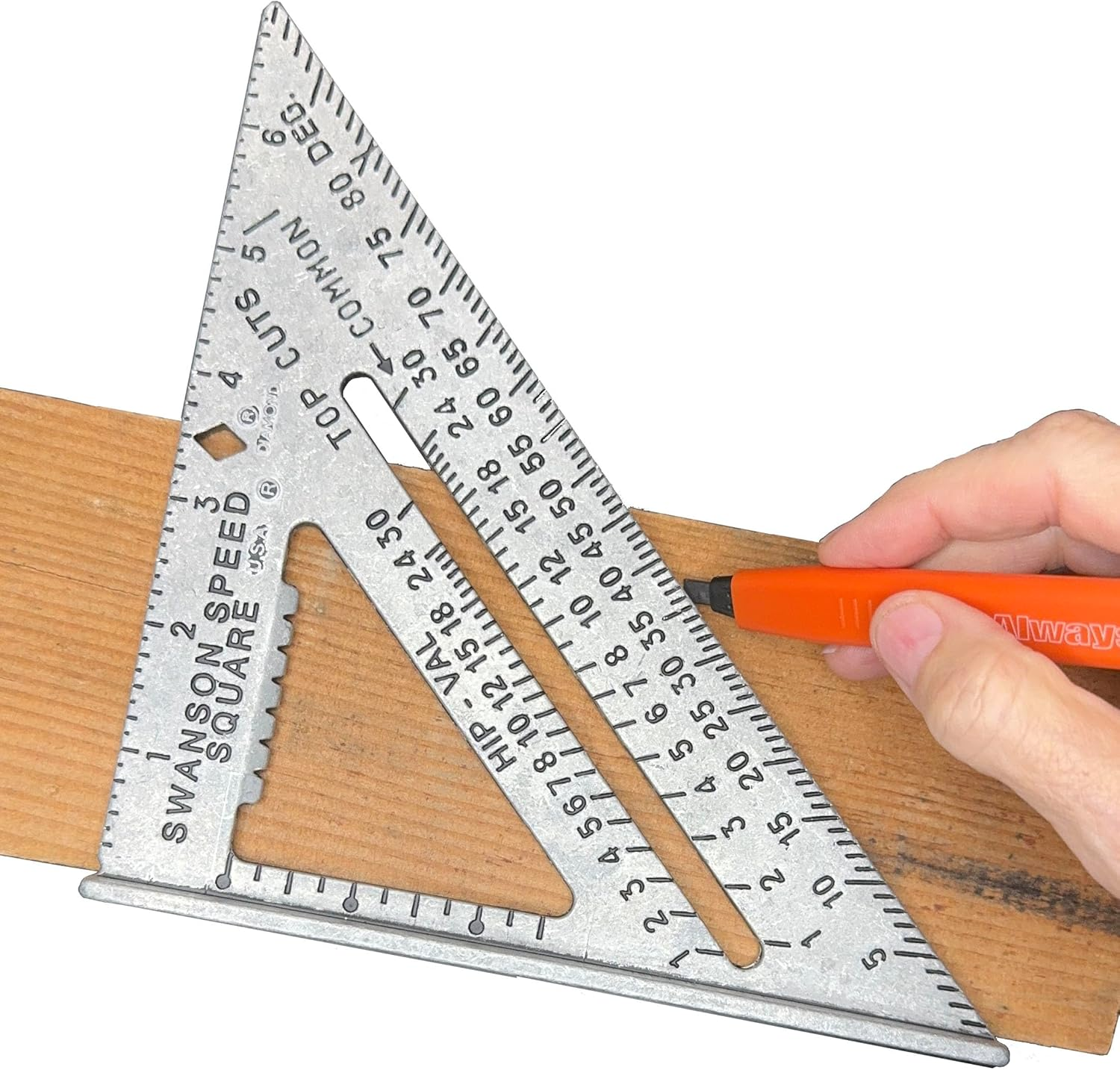 Swanson Tool Co S0101CP216 Value Pack Includes 7-Inch Speed Square with Blue Book and 2-Pack Alwayssharp Carpenter Pencils with Extra Black Graphite Replacement Tips image number 6