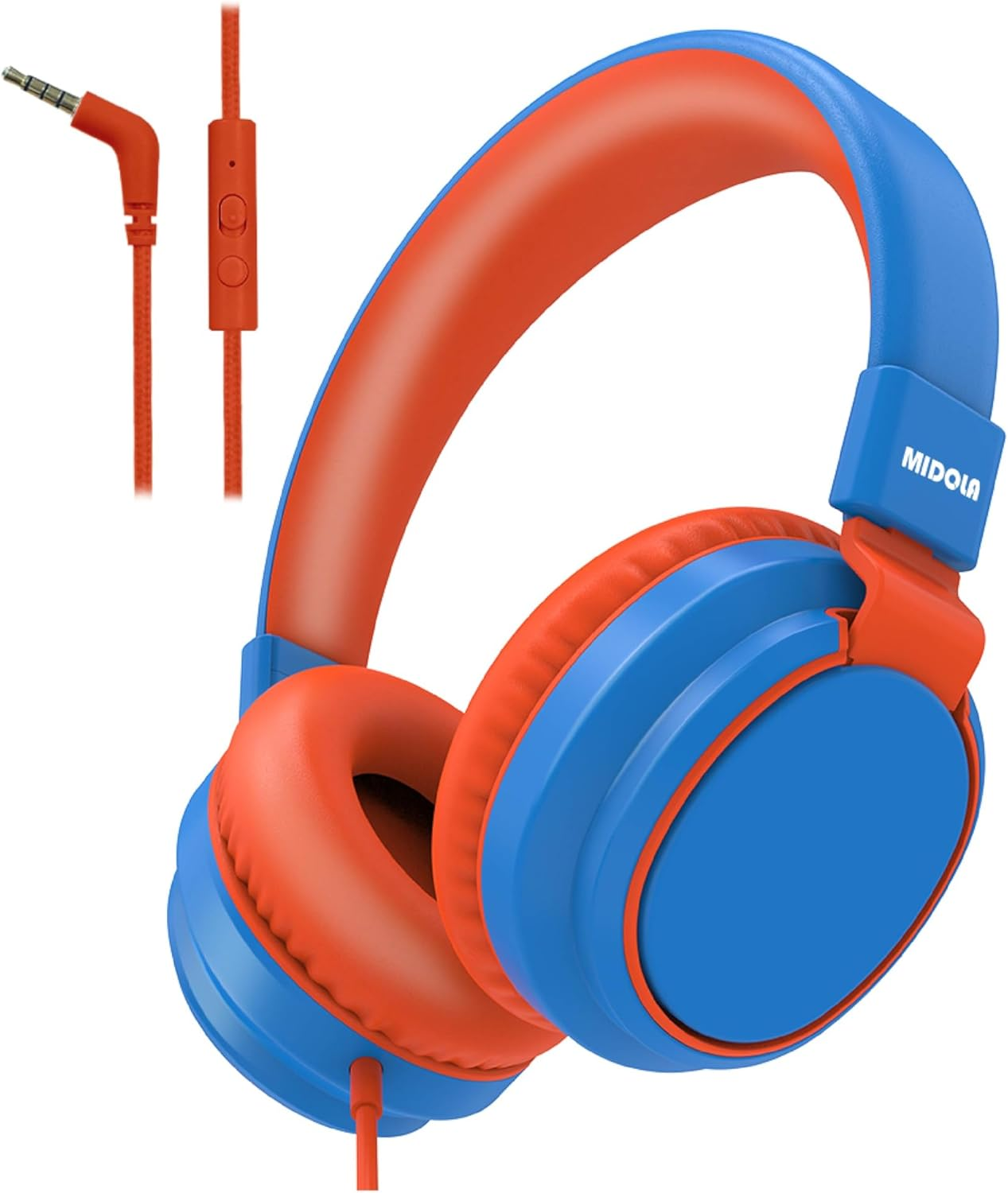 Midola Volume Limited 85/96Db Kids Headphone Over-Ear/On-Ear Foldable Sound Noise Protection Headset with Inline AUX 3.5Mm Cord W/Mic for Child School Cellphone Pad PC Notebook Pink