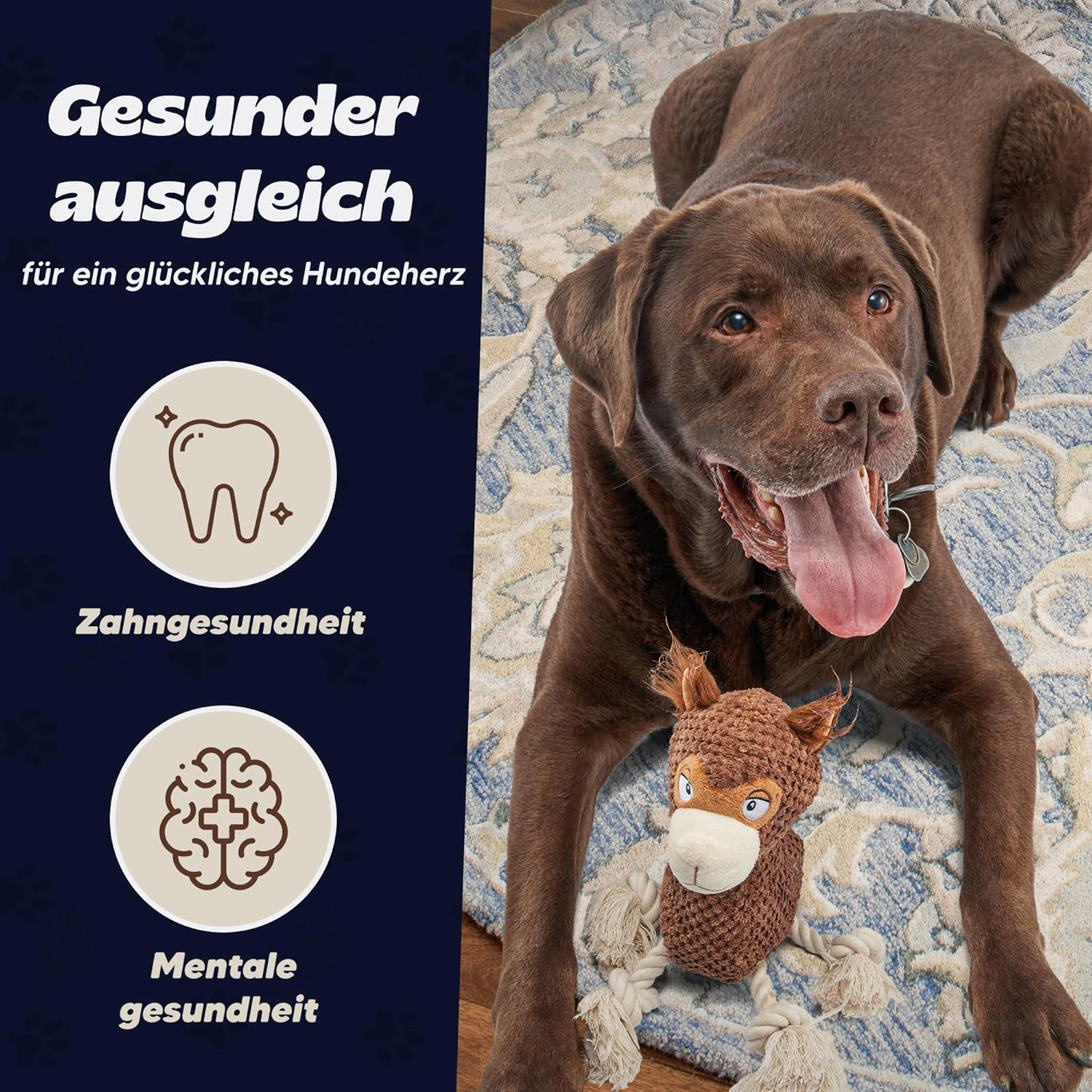 Napfgefl&uuml;ster&reg; - Alpaca Bruno Plush Dog Toy, Cute Squeaky Dog Toy with Crinkle Paper, Dew Dog Chew Toy for Small, Medium, Large Dogs image number 5