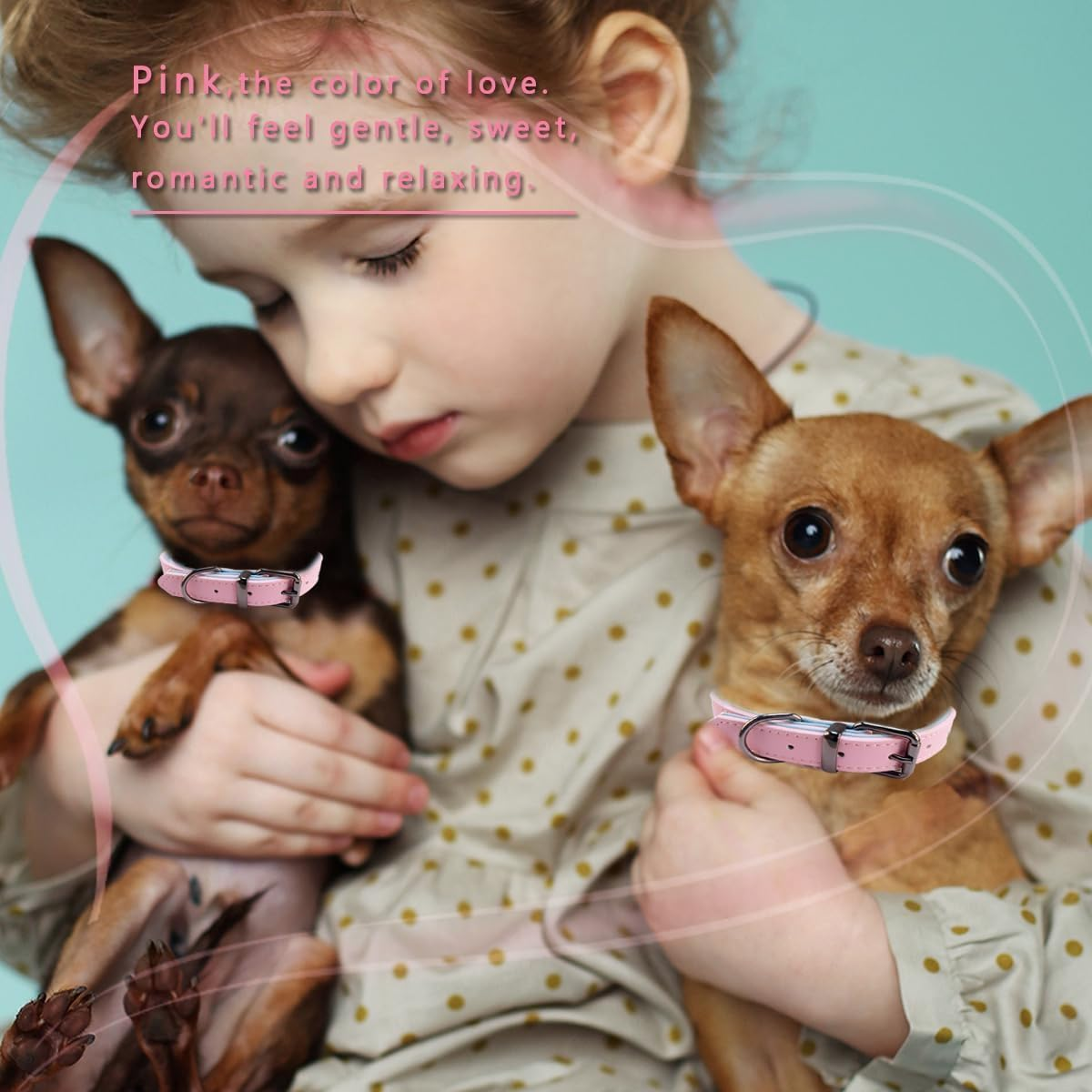 Soft Leather Pet Collar, Premium Leather Dog Collar, Adjustable Pink Fashionable and Elegant Dog Collar, Comfortable Padded Dog Collar for Large Dogs image number 4