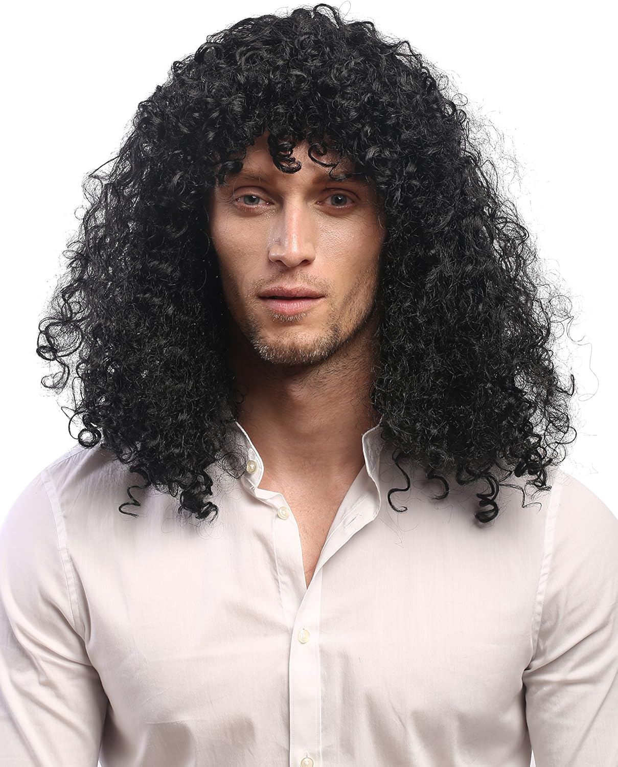 WIG ME up - 70474-P103 Women'S/Men'S Wig Carnival Long Curls Mane Rocker Metal Singer Proll Football Player 80S Black image number 2
