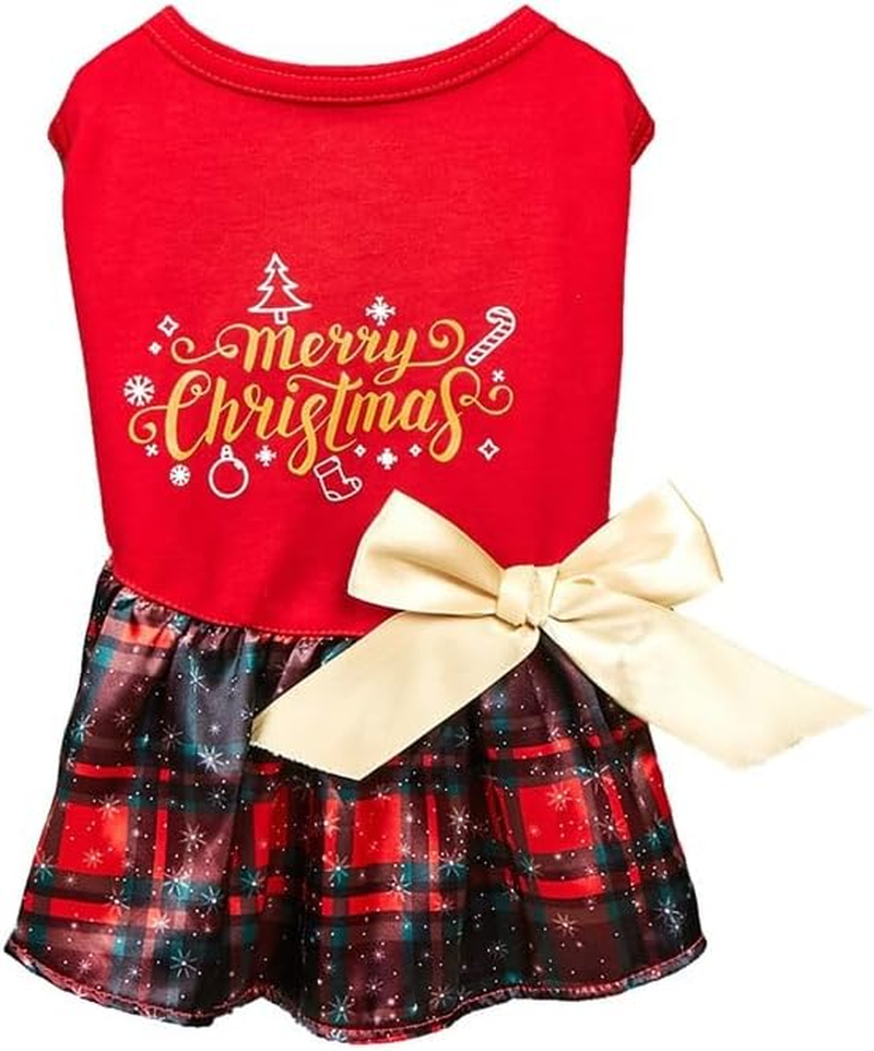 Merry Christmas Dog Dress by Brandname - Red, Small, Polyester/Cotton, Festive Design, Pull On, Machine Wash image number 2