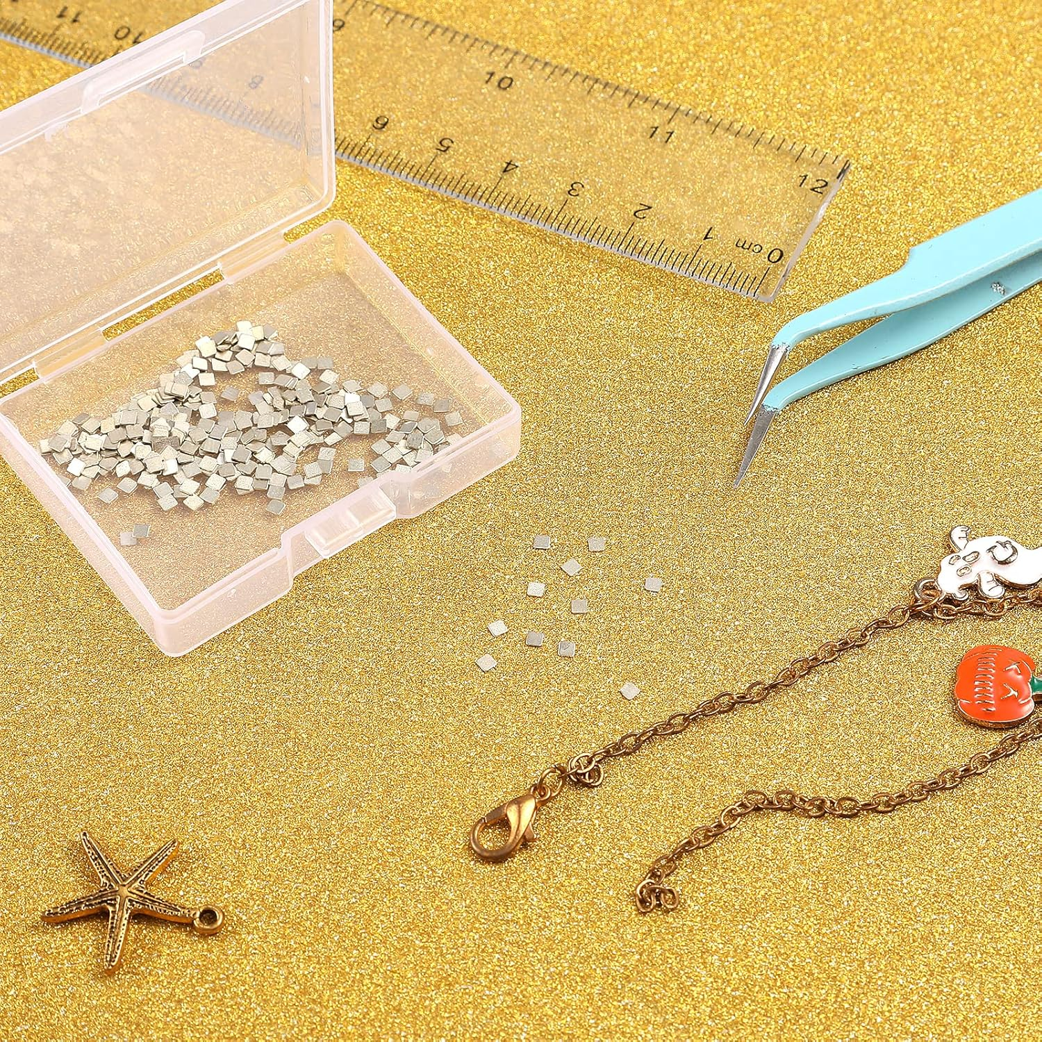 AIEX 4 Grams (About 400 Pcs) Silver Solder Flux for Jewelry, 2X2Mm Precut Silver Solder Chips Ultra Tiny Medium Density Easy Soldering for Jewelry Repair & Making (M Solder, 1360&deg;F) image number 2