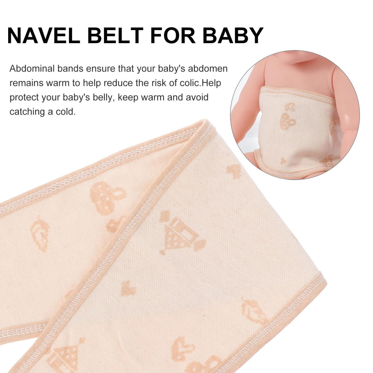 Cabilock 4PCS Baby Belly Binder, Adjustable Cotton Navel Belt for Newborns Breathable and Skin-Friendly Belly Bands to Keep Baby Warm and Comfortable image number 4