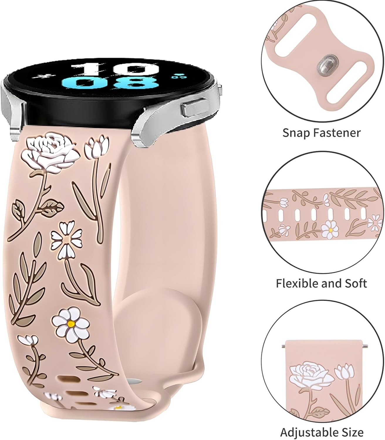 FYISWHO Rose Silicone Replacement Strap for Polar Vantage M3/M2/M/V3/V2 Shift/Grit X2 Pro/X/X Pro, 22 Mm Sports Wristbands, Watch Strap, Bracelet for OPPO Watch X/Watch 2/2R