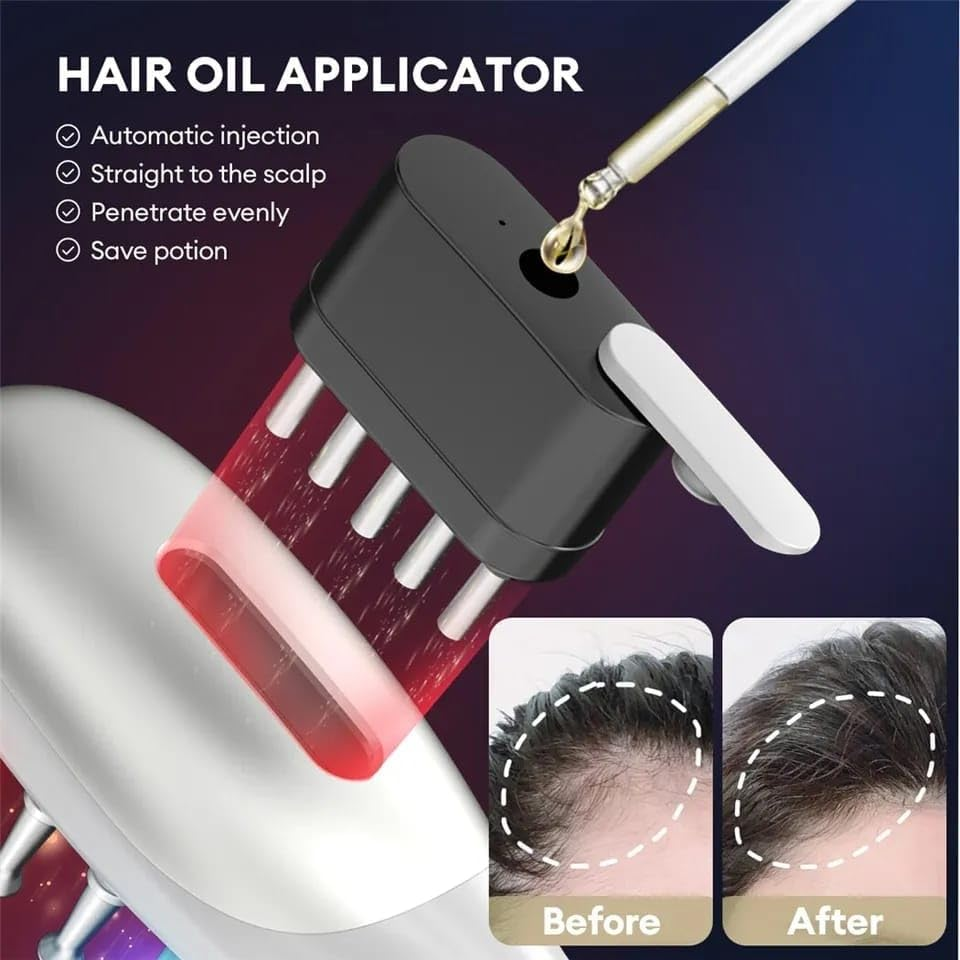 EMS Electric Massage Comb Vibration LED Blue Red Light Therapy Hair Massage Scalp Brush for Hair Growth anti Hair Loss