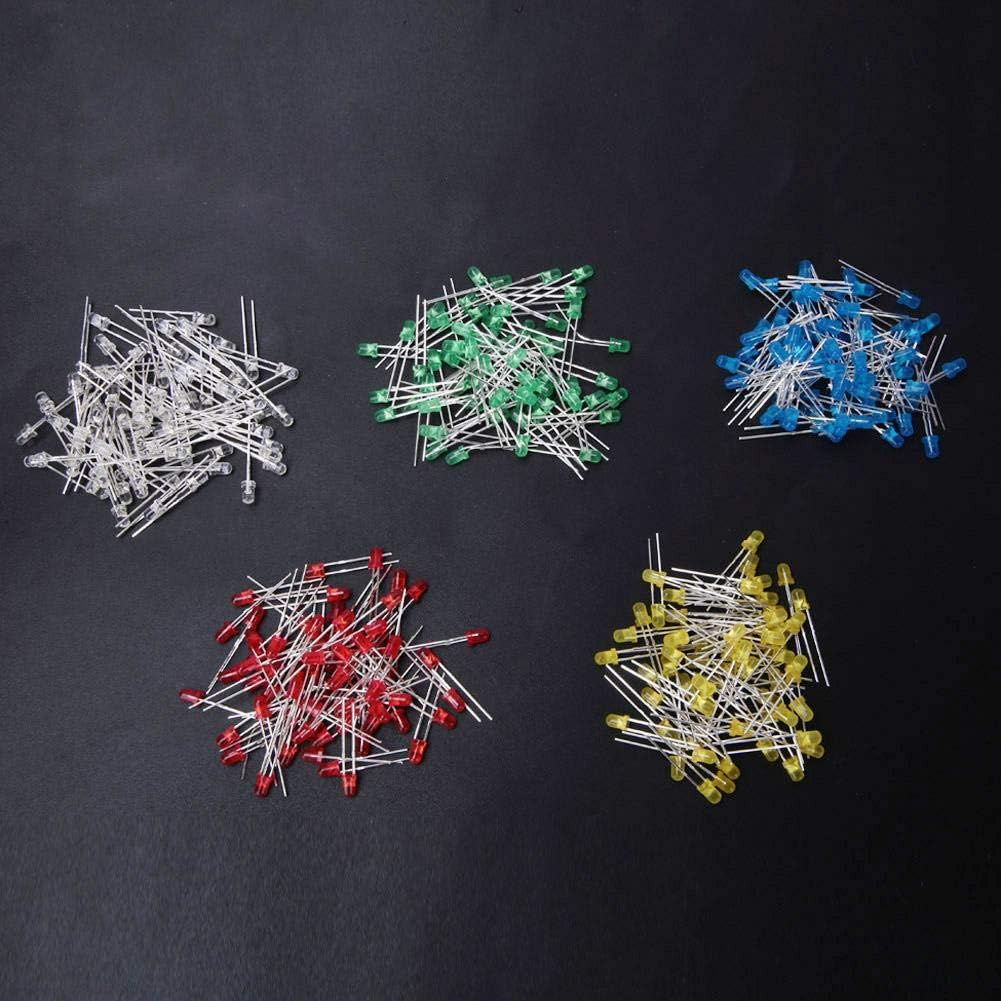 1000Pcs 3Mm LED Light Emitting Diode LED Light Emitting Diode Assorted Kit Red/Yellow/Blue/Green/White Color with Storage Box image number 3
