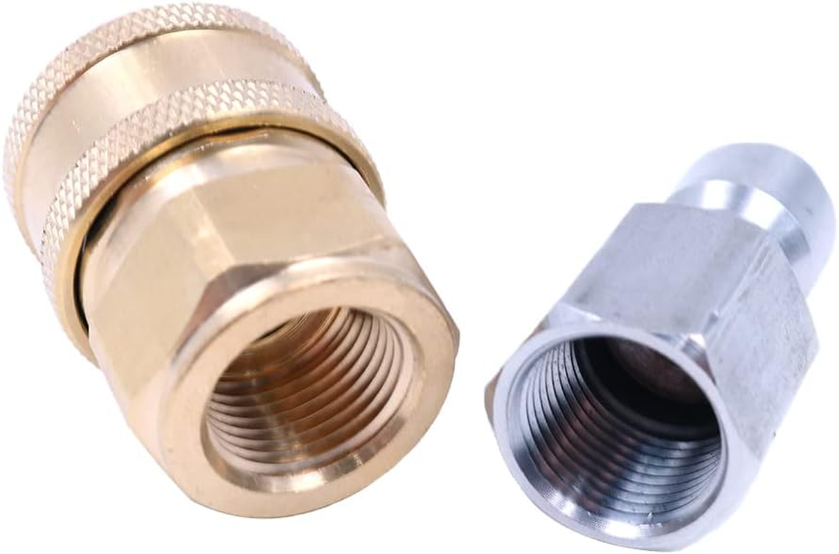 2 Pieces ZONADA Brass Pressure Washer Fitting, Metric M22 Femal and 3/8" Male Quick Connector Covert to M22 Female Pressure Washer Gun Adapter Accessories Parts image number 5