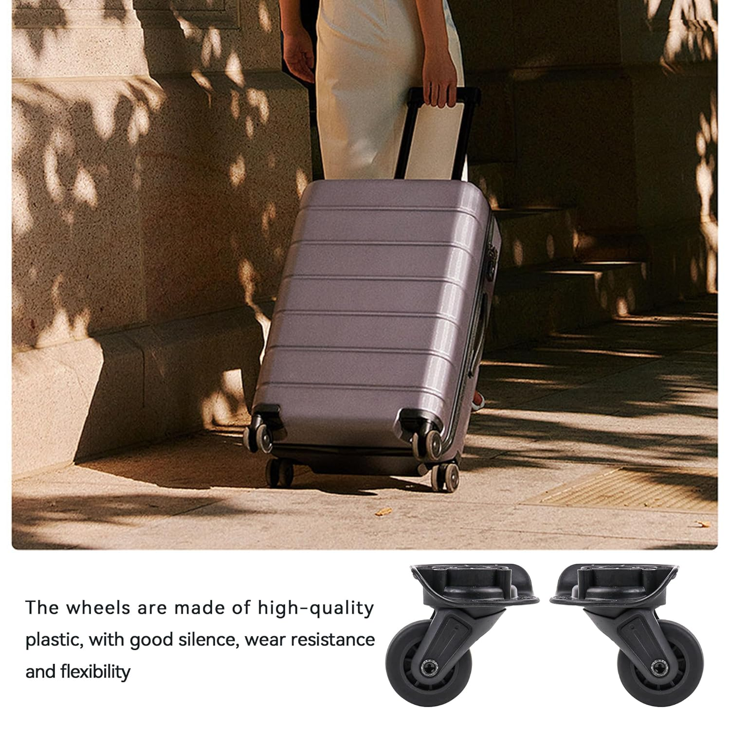 BQLZR Replacement Luggage Wheels Left and Right Suitcase Caster W142 Black Pack of 2 image number 4