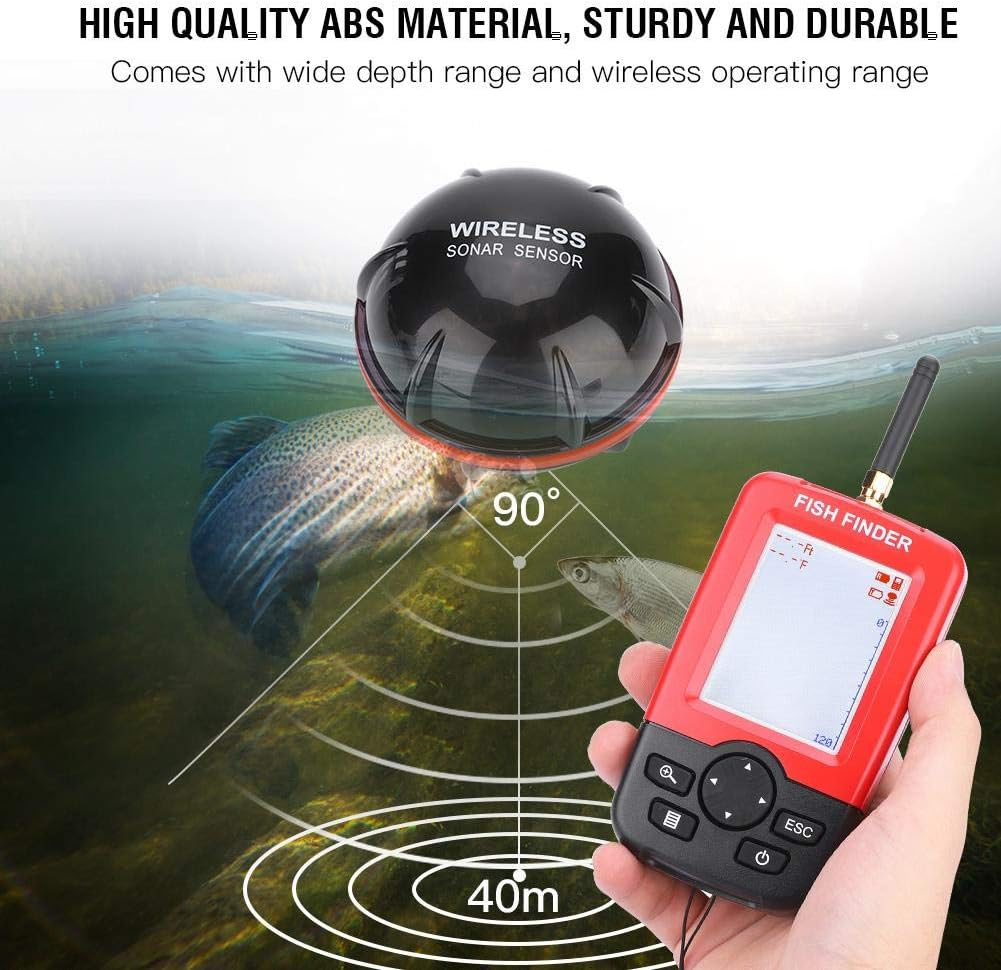 Fishfinder, 100M Wireless Sonar Sensor Fishfinder Echo Sounder Fish Finder with White LED Backlight Portable Sonar Fishfinder Tackle Accessory for Fishing/Ice Fishing/Kayak Fishing image number 4