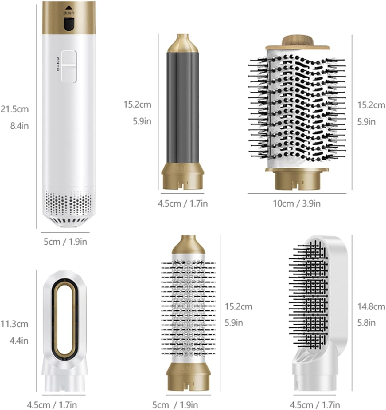 Xcjump 6 in 1 Hair Dryer Brush Styler Hot Air Comb - Curl, Straighten, Dry, Volumize & Style with Tourmaline Ceramic - Multifunctional Hot Air Brush for Women - 1000W Power, Detachable Heads, Ideal for All Hair Types (Black) image number 5