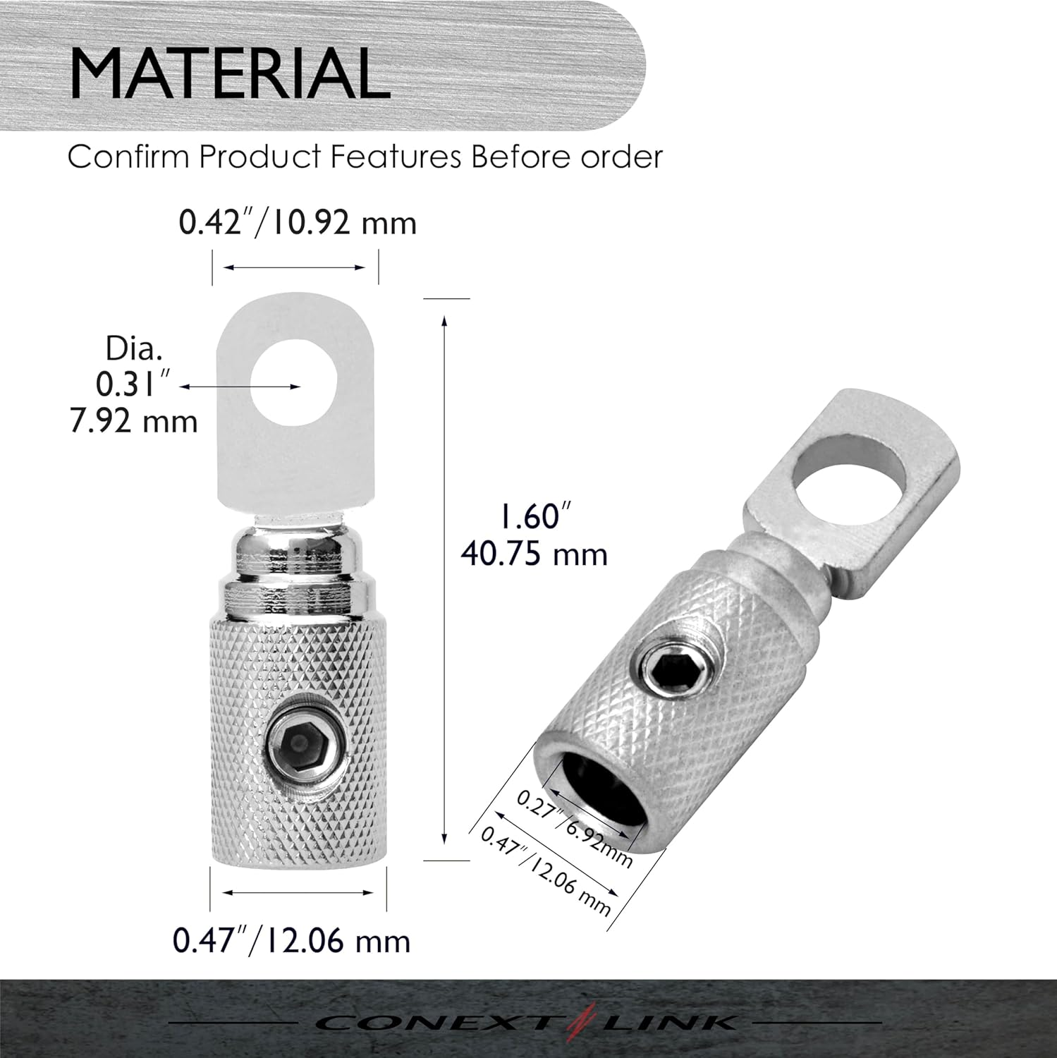 Conext Link RT8N-2 Series Set Screw Ring Terminal 2 Pack Nickel 8 Gauge image number 2