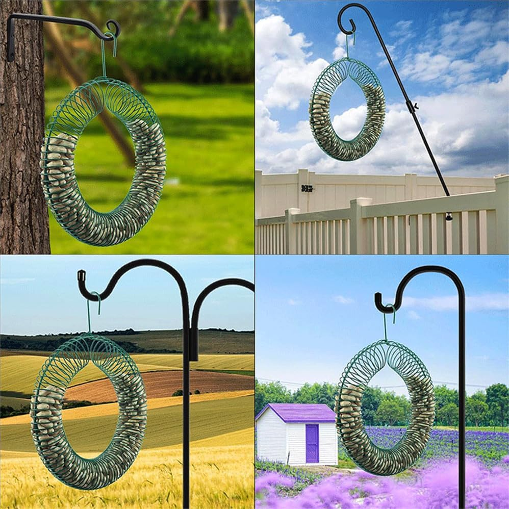 2 Pcs Wreath Feeder, Peanut Garland Birdcage, Hanging Feeder, Round, Steel, Whole Wild Bird Feeder with Hanging Hook, for Outdoor Birds and Squirrels Feeding Rust & Waterproof (Green) image number 2
