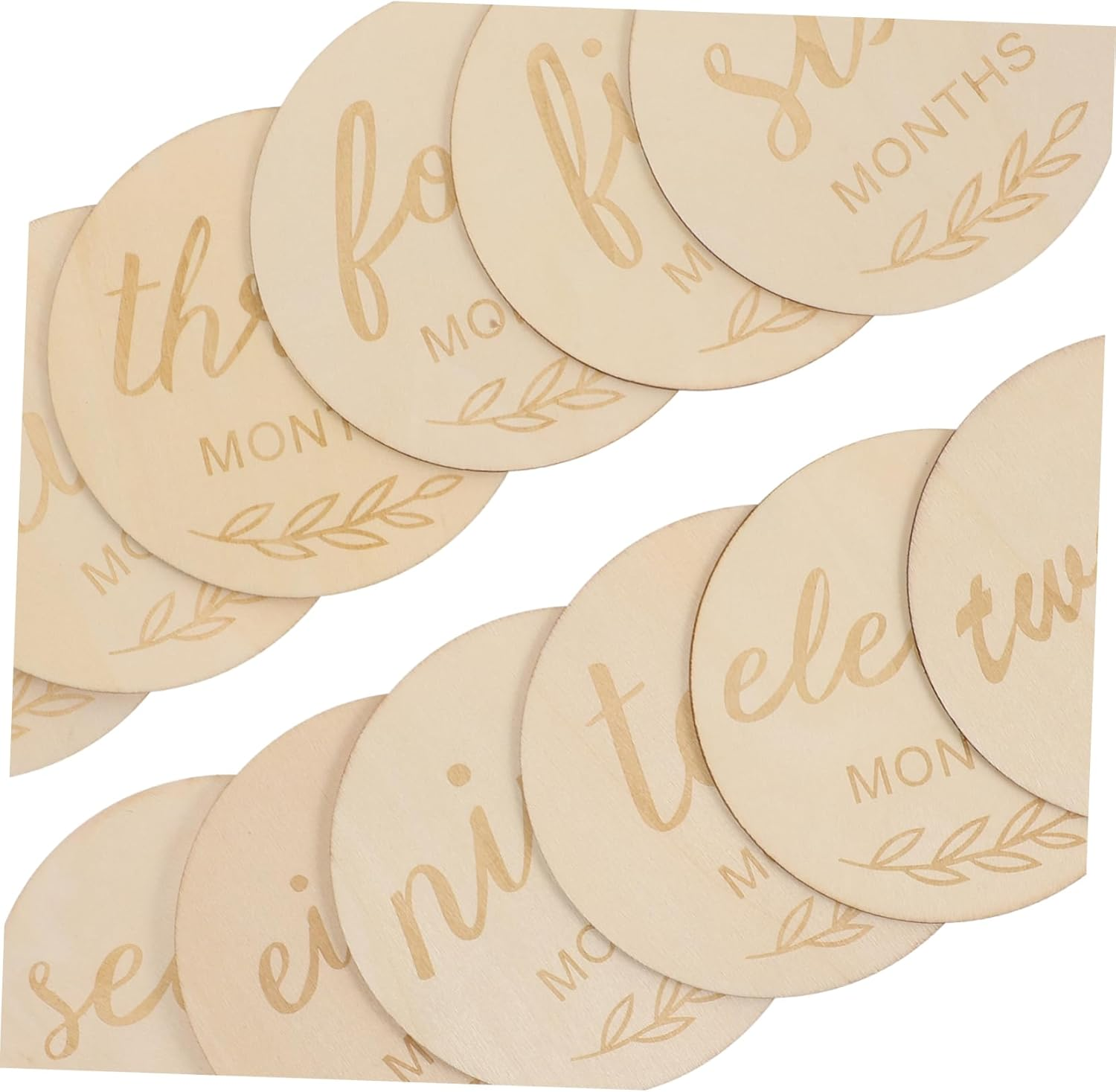 Anneome 12Pcs Milestone Wooden Discs Monthly Growth Cards for Newborns Double Sided Decorative Markers Safe Natural for Photo Props And image number 3