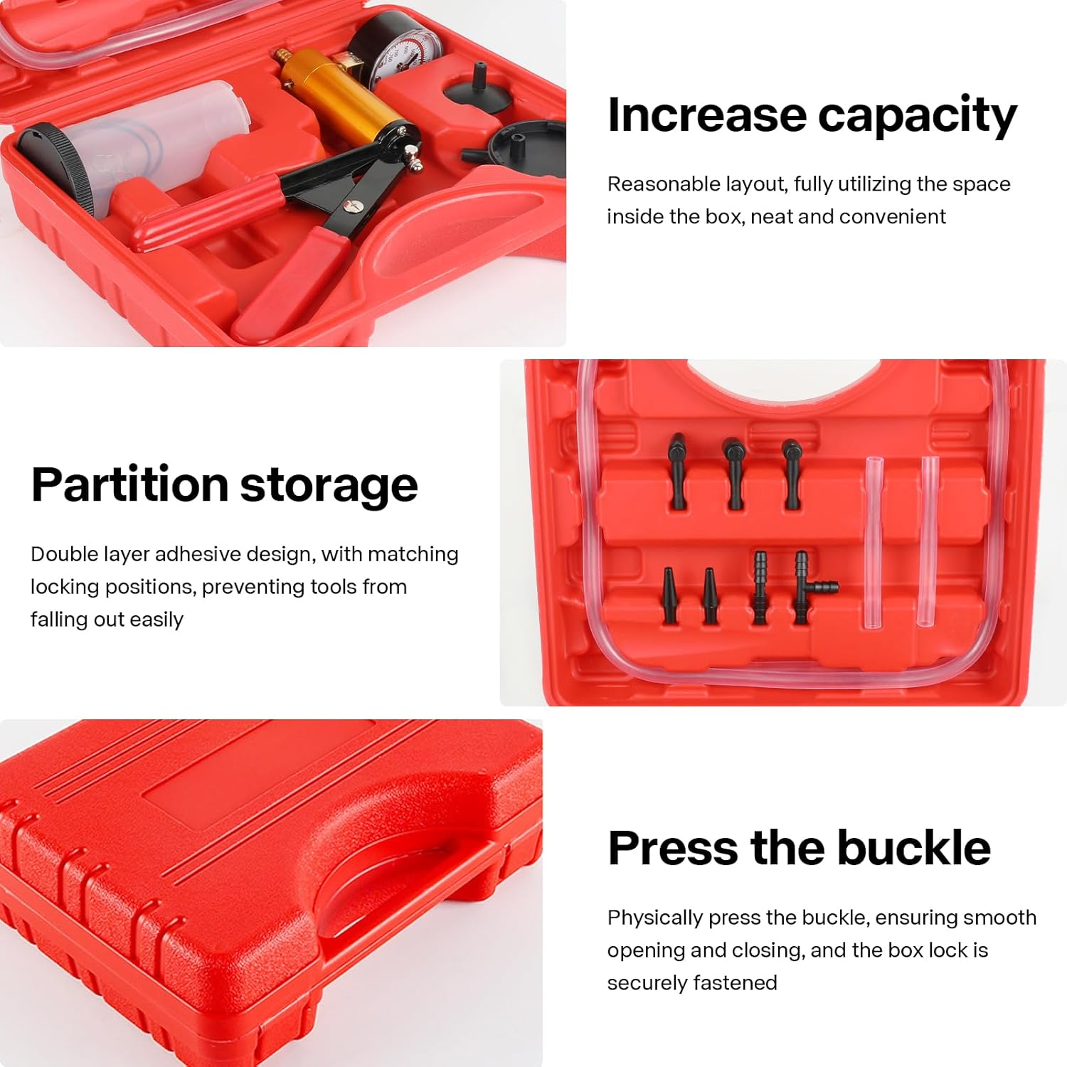 Brake Bleeder Kit,Multifunction Brake Bleeder Vacuum Pump Kit for Both Brake Bleeding and Automotive Diagnose Vacuum Brake Bleeder Pump with Pressure Gauge image number 1